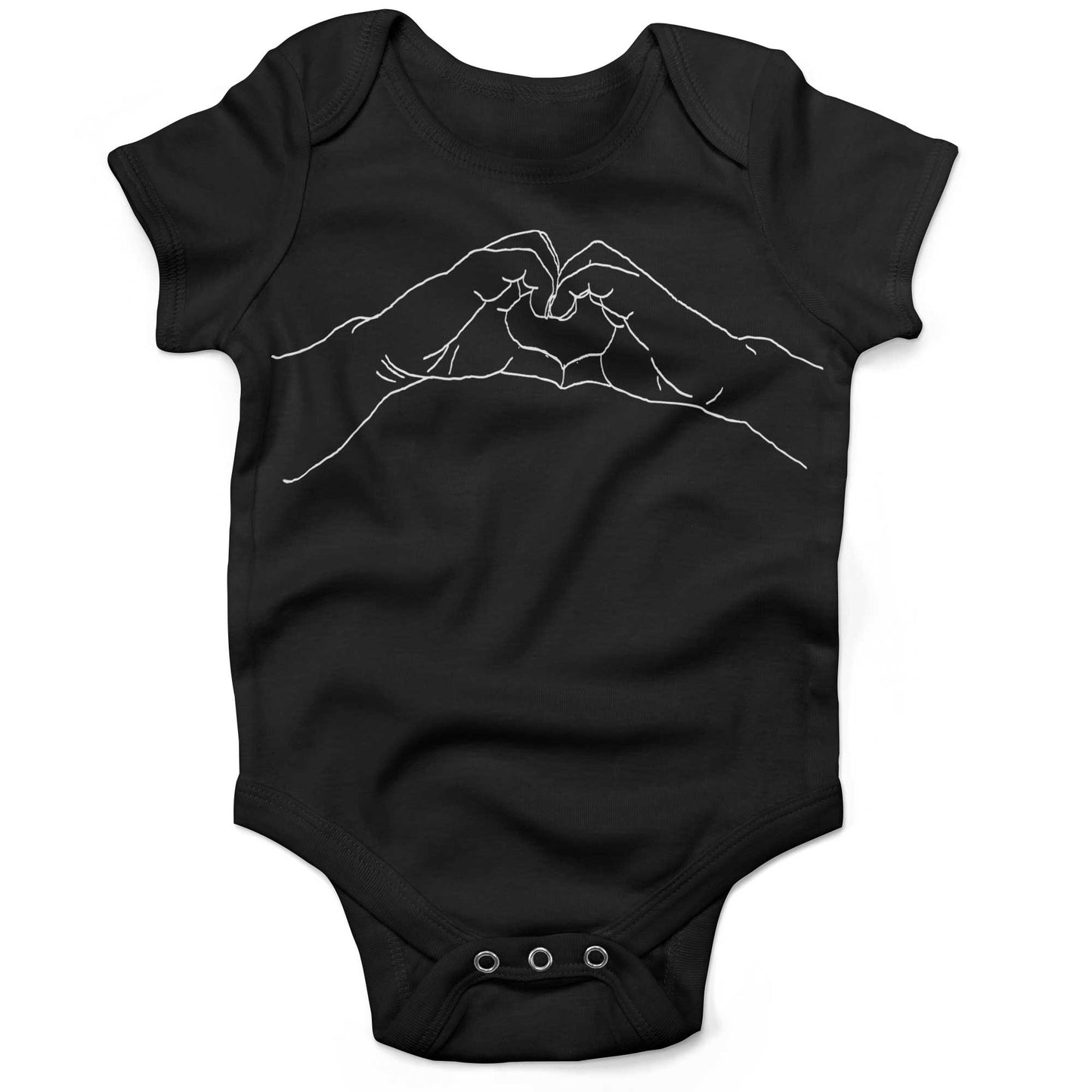 Heart Hands Infant Bodysuit or Raglan Tee-Organic Black-3-6 months