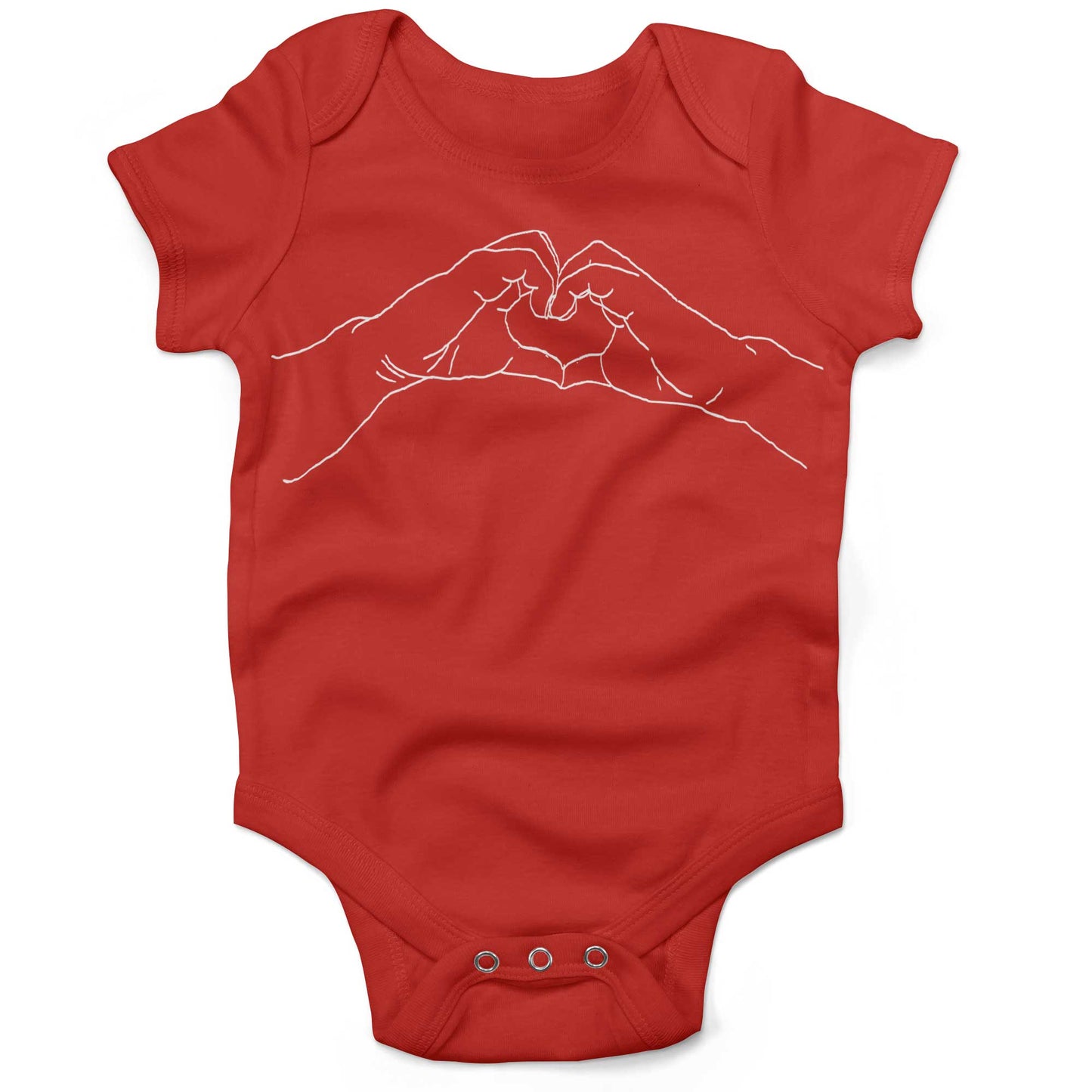 Heart Hands Infant Bodysuit or Raglan Tee-Organic Red-3-6 months