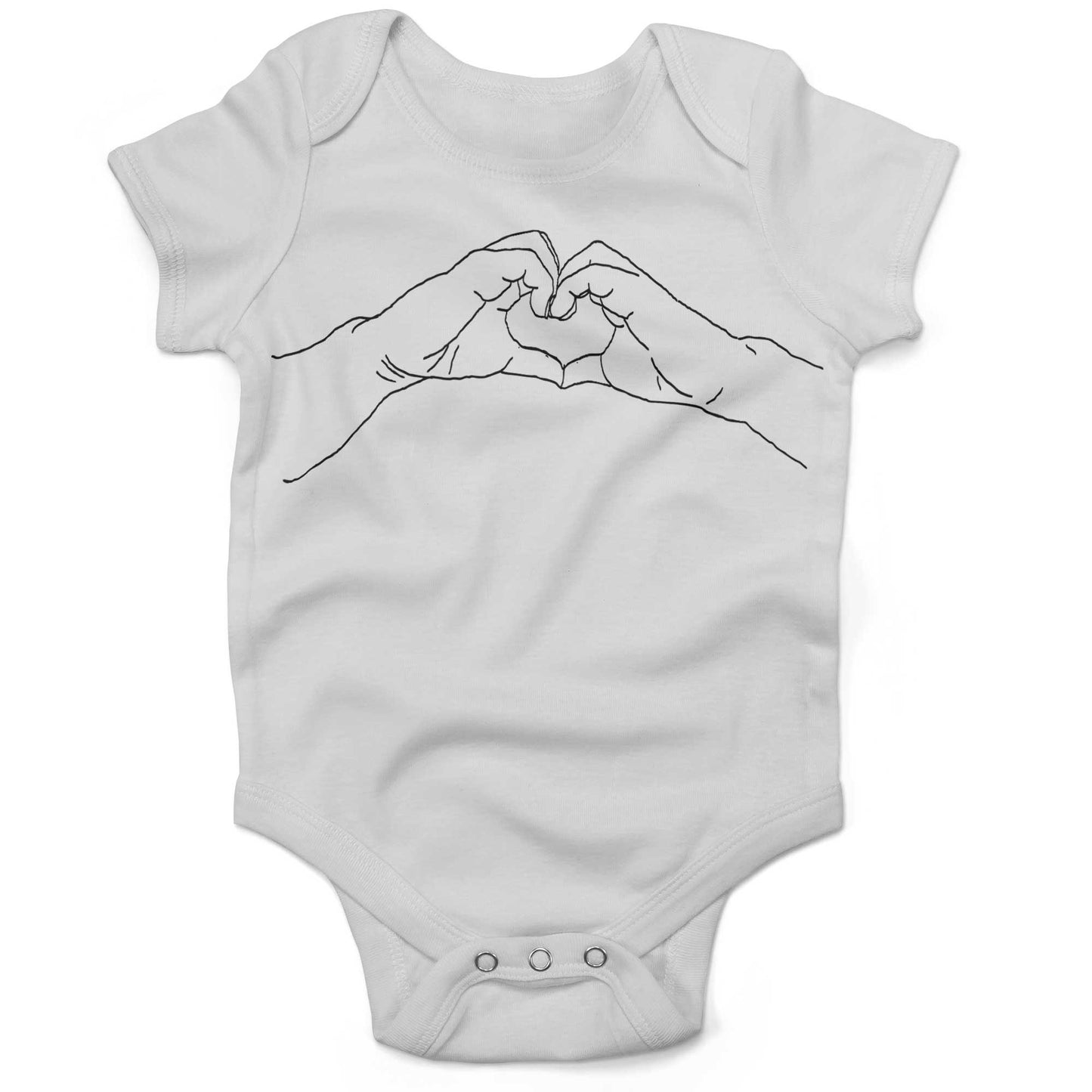 Heart Hands Infant Bodysuit or Raglan Tee-White-3-6 months