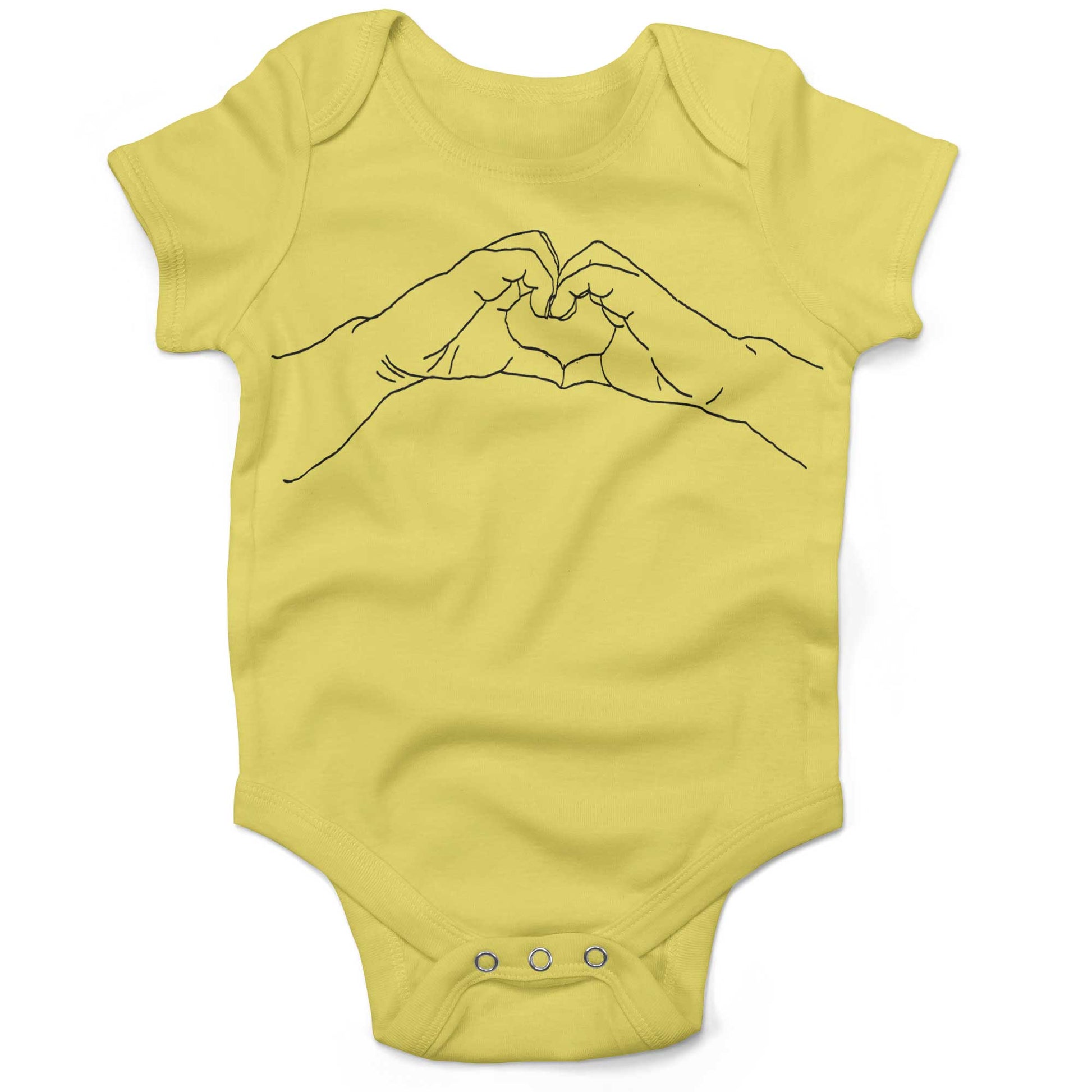 Heart Hands Infant Bodysuit or Raglan Tee-Yellow-3-6 months