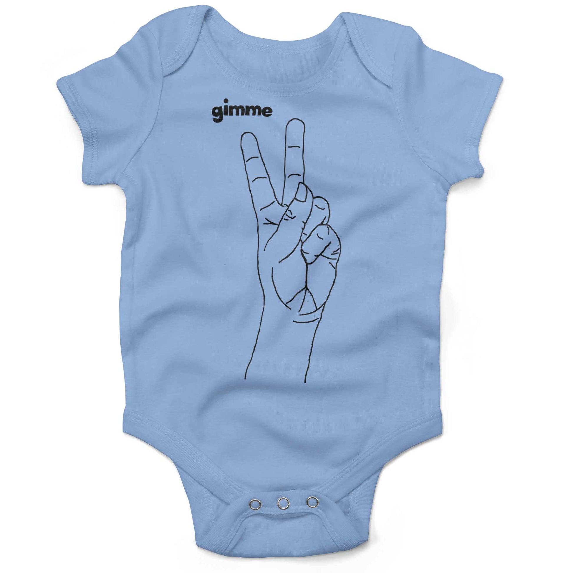Peace Hand Symbol Infant Bodysuit or Raglan Tee-Organic Baby Blue-3-6 months