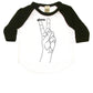 Peace Hand Symbol Infant Bodysuit or Raglan Tee-White/Black-3-6 months