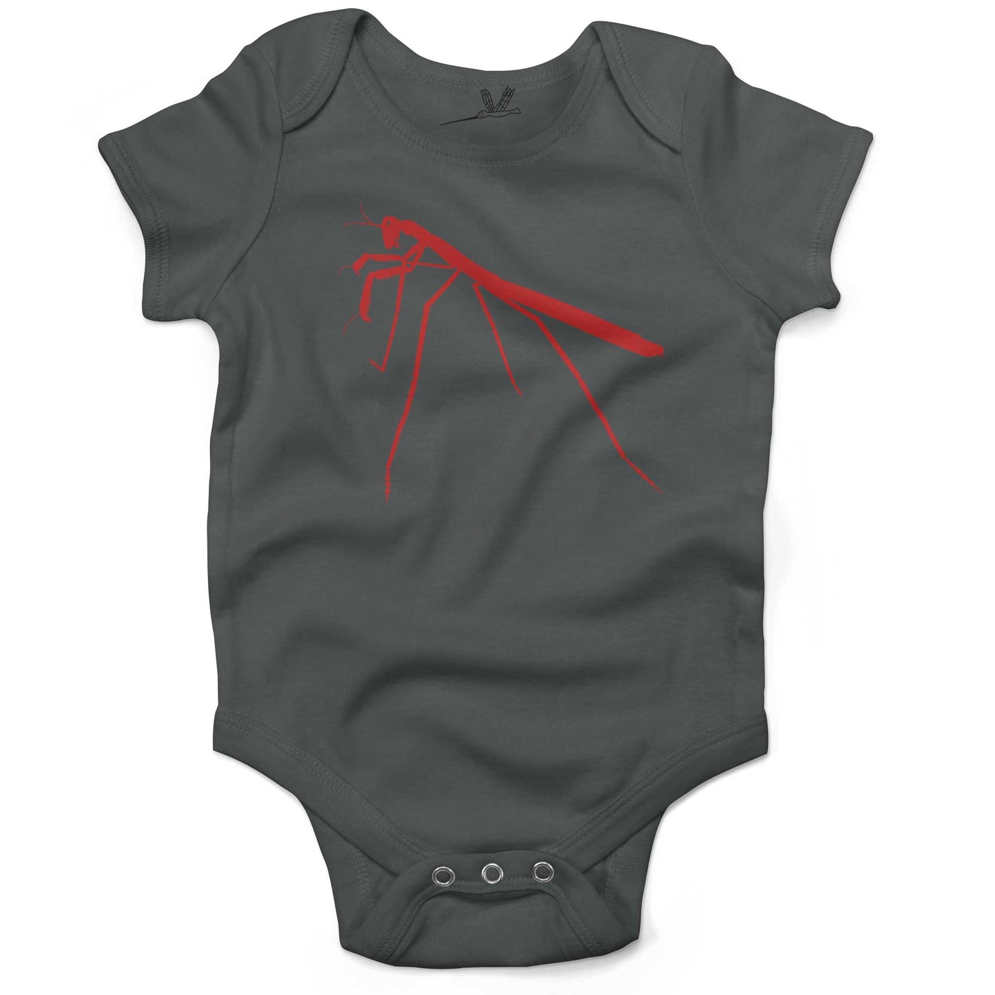 Praying Mantis Infant Bodysuit-Organic Asphalt-3-6 months