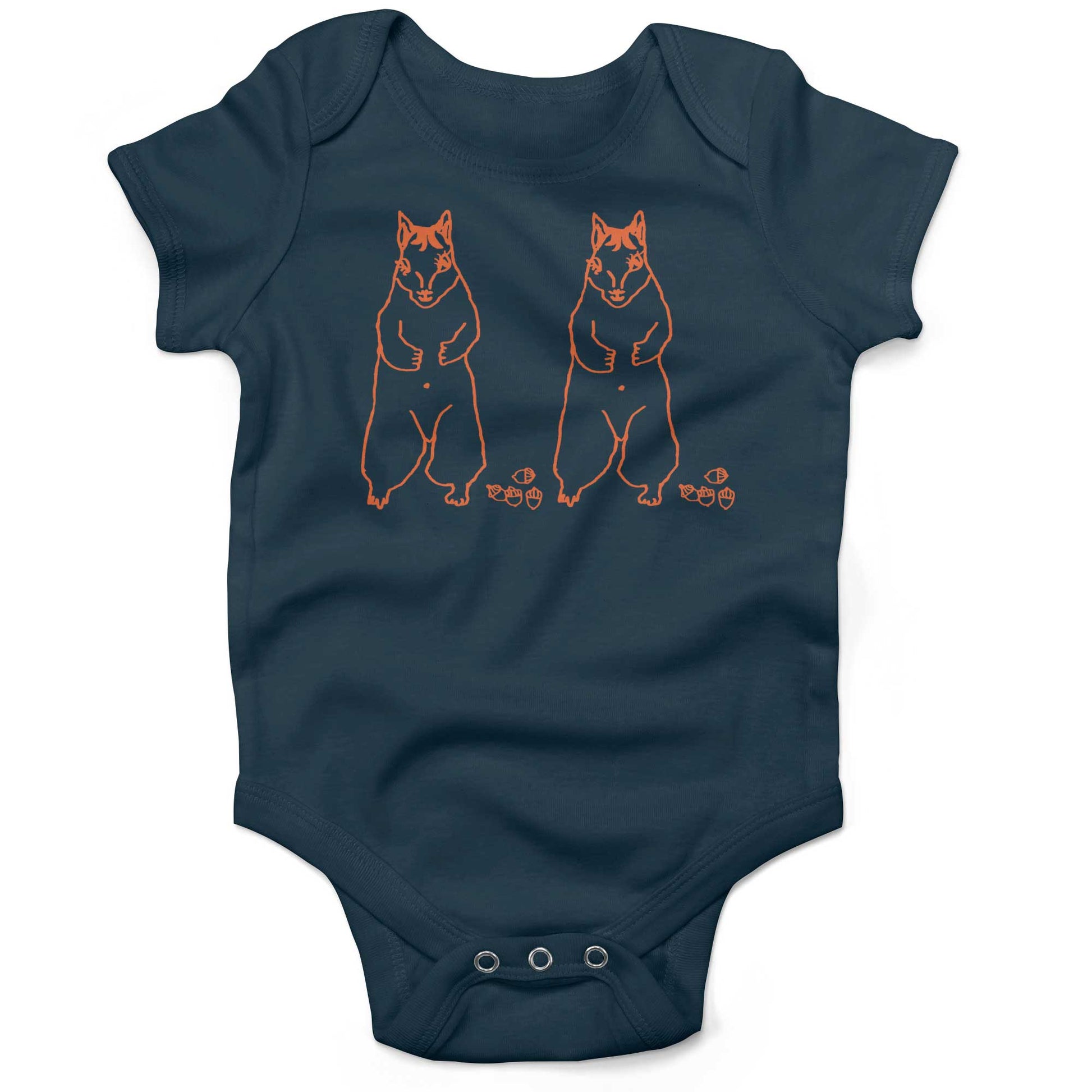 Cute Dancing Squirrels With Nuts Infant Bodysuit or Raglan Tee-Organic Pacific Blue-3-6 months