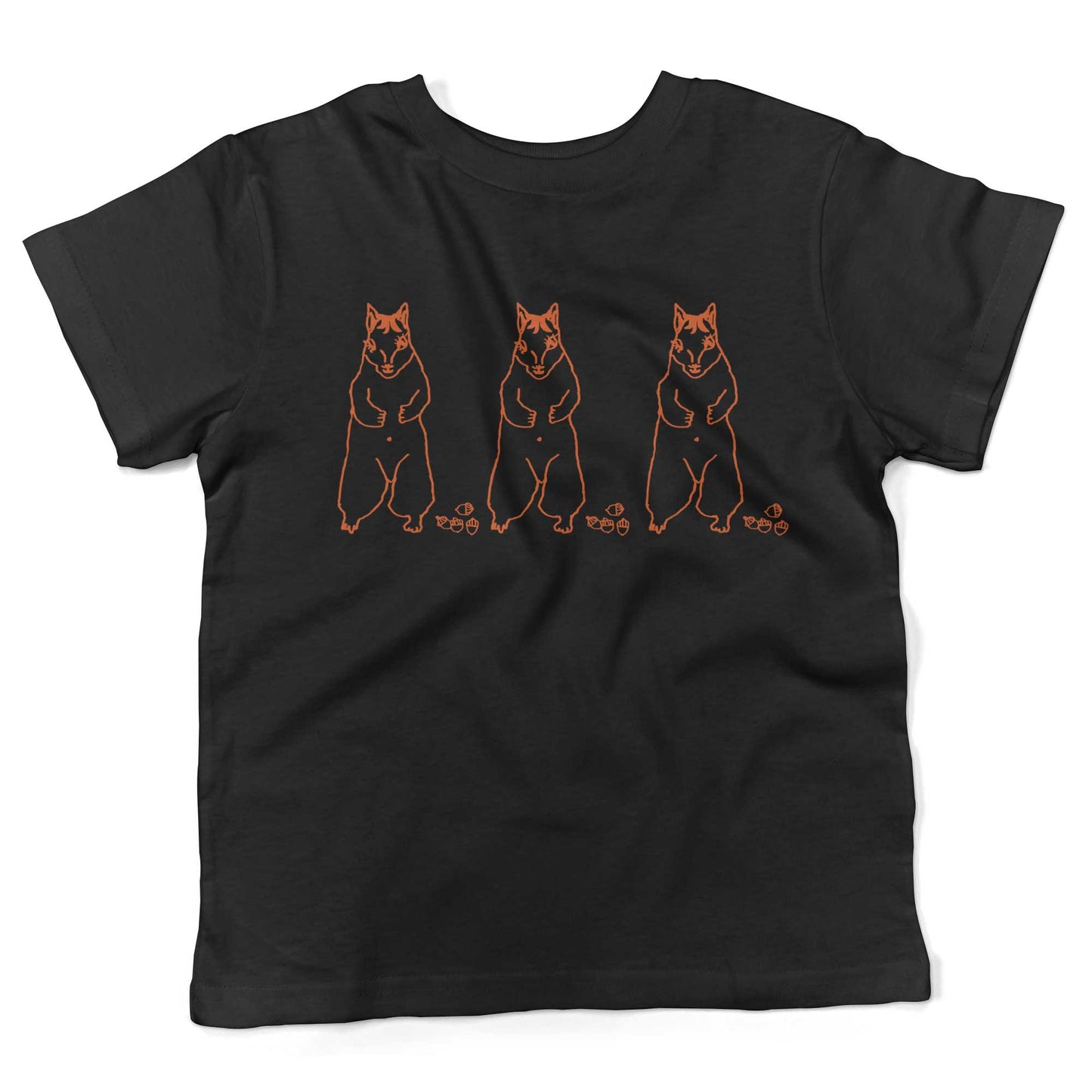 Cute Dancing Squirrels With Nuts Toddler Shirt-Organic Black-2T