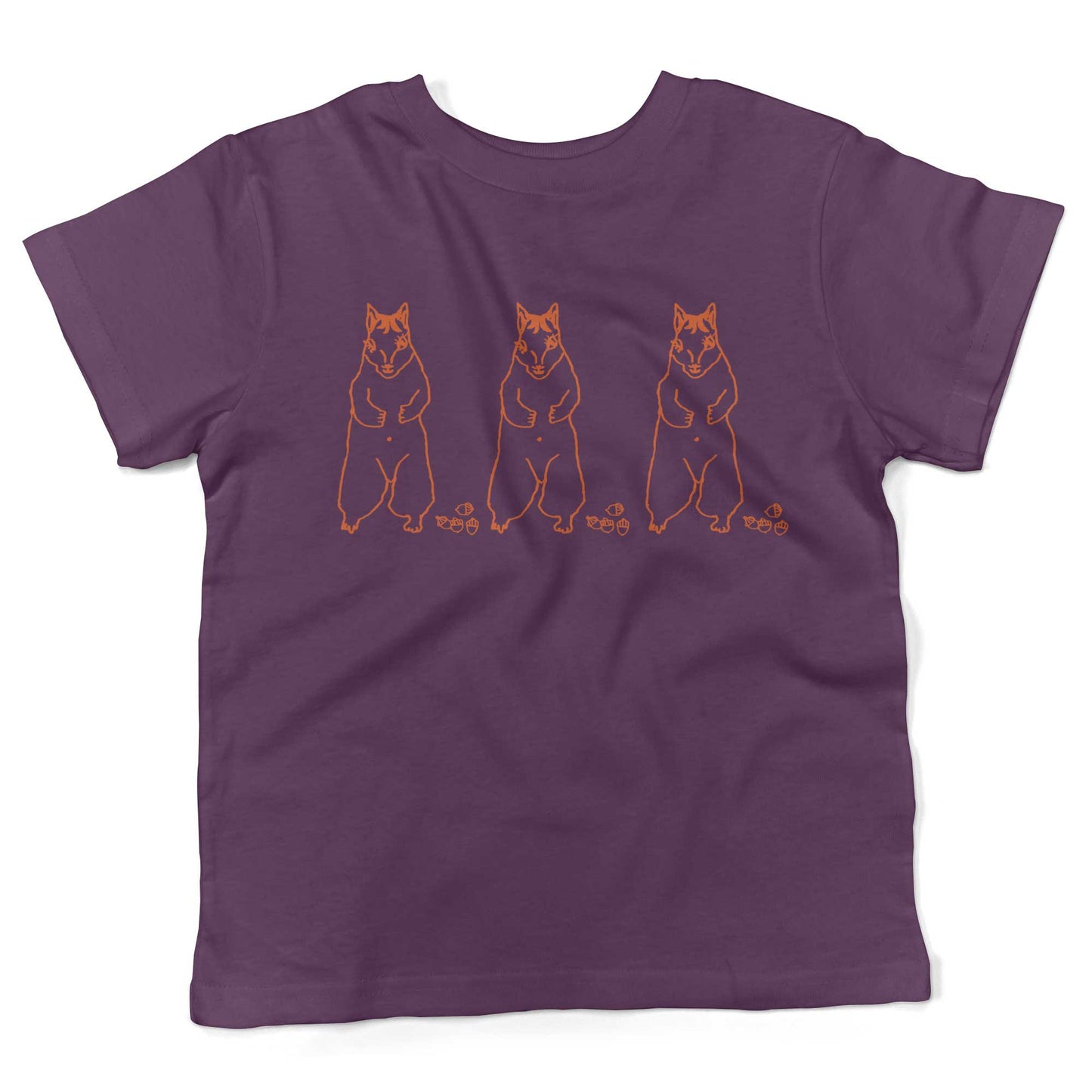 Cute Dancing Squirrels With Nuts Toddler Shirt-Organic Purple-2T