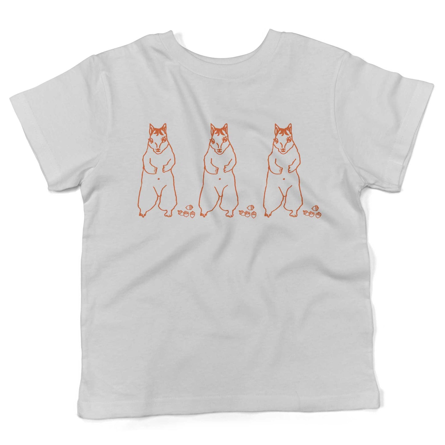 Cute Dancing Squirrels With Nuts Toddler Shirt-White-2T