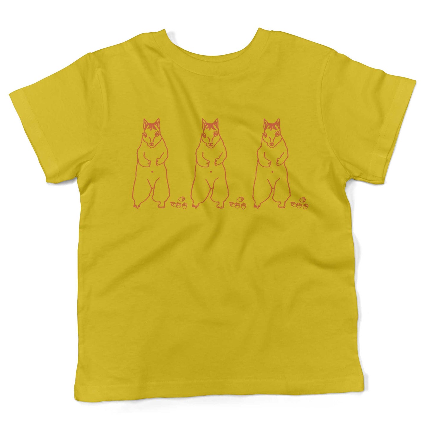 Cute Dancing Squirrels With Nuts Toddler Shirt-Sunshine Yellow-2T