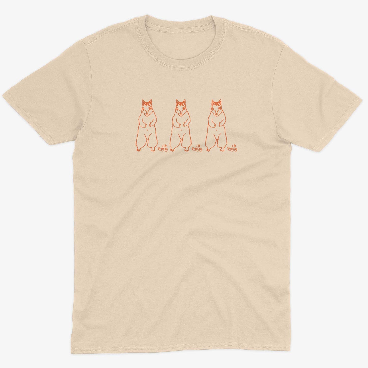 Cute Dancing Squirrels With Nuts Unisex Or Women's Cotton T-shirt-Organic Natural-Unisex
