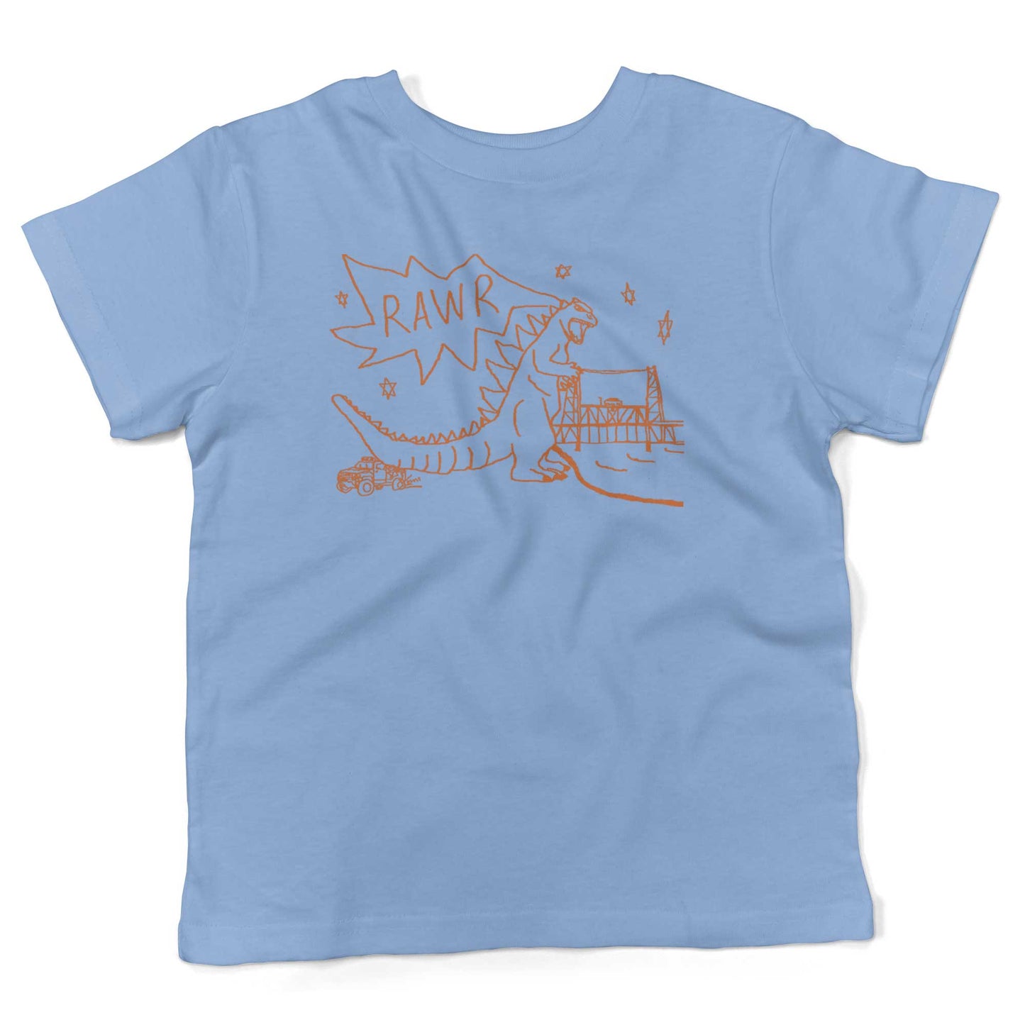 RAWR Dinosaur Toddler Shirt-Organic Baby Blue-2T