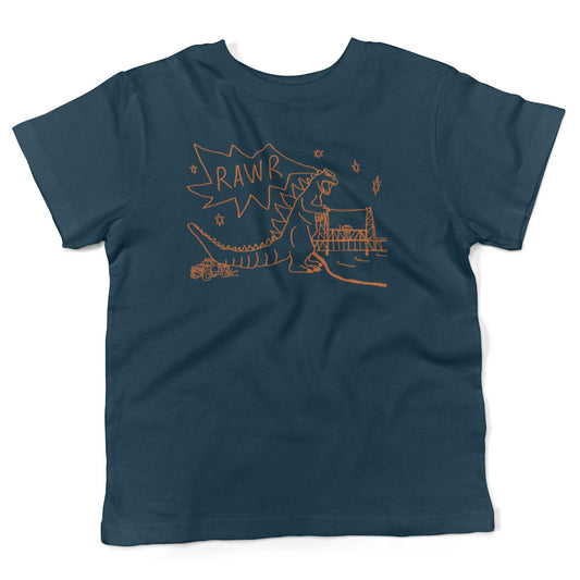 RAWR Dinosaur Toddler Shirt-Organic Pacific Blue-2T