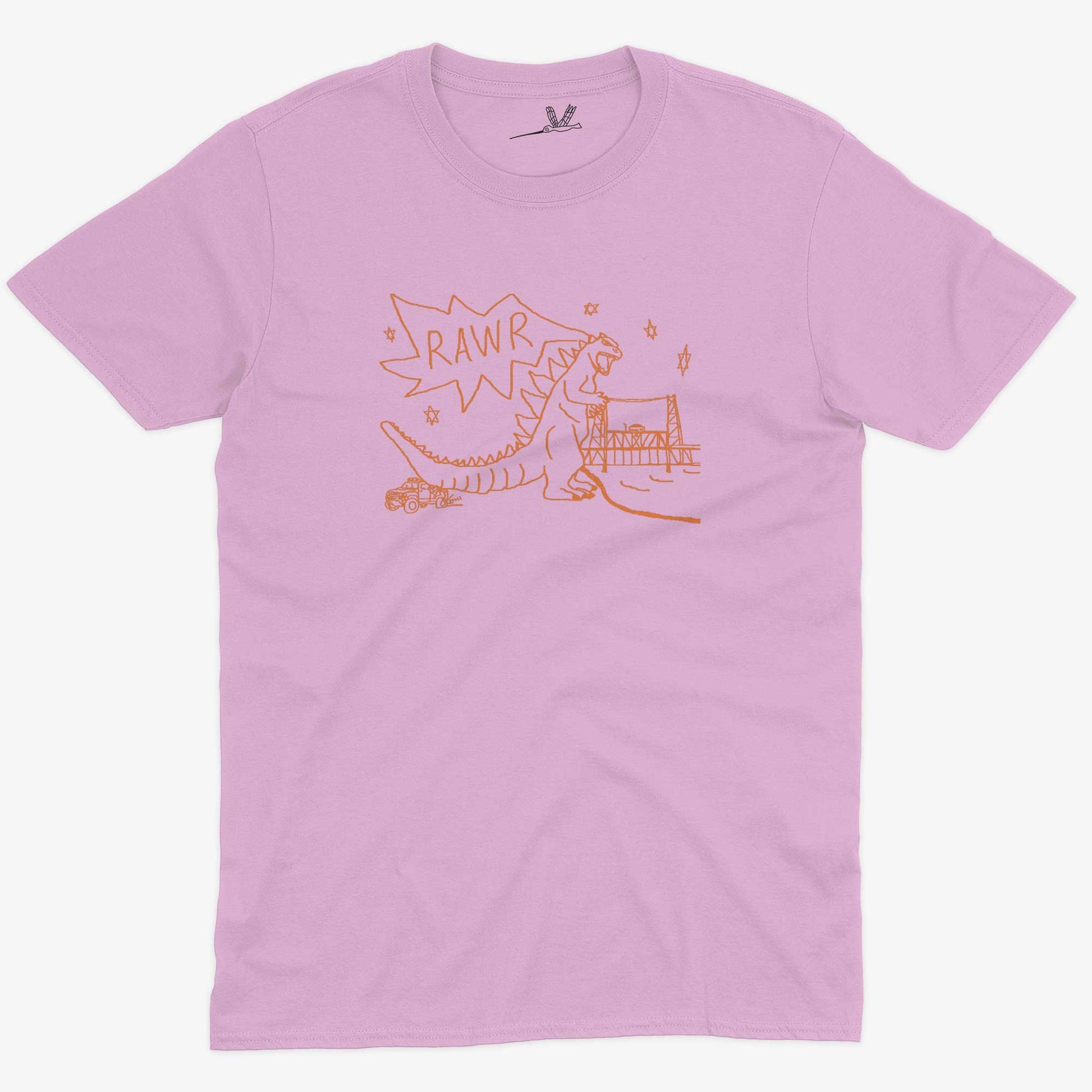 RAWR Dinosaur Unisex Or Women's Cotton T-shirt-Pink-Unisex