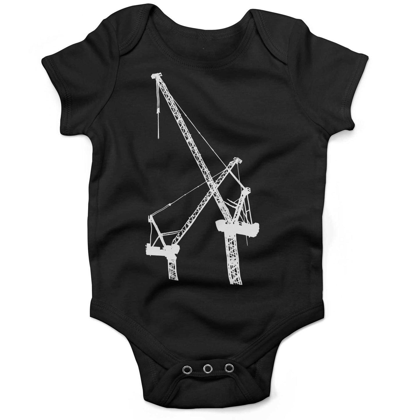 Construction Cranes Infant Bodysuit or Raglan Tee-Organic Black-3-6 months