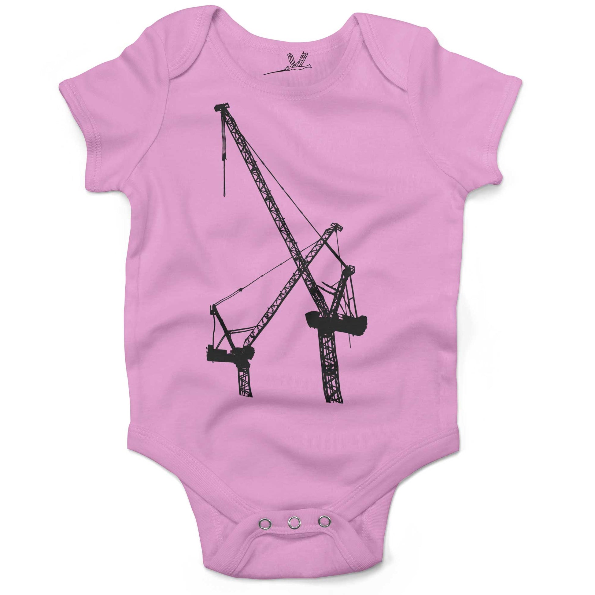 Construction Cranes Infant Bodysuit or Raglan Tee-Organic Pink-3-6 months