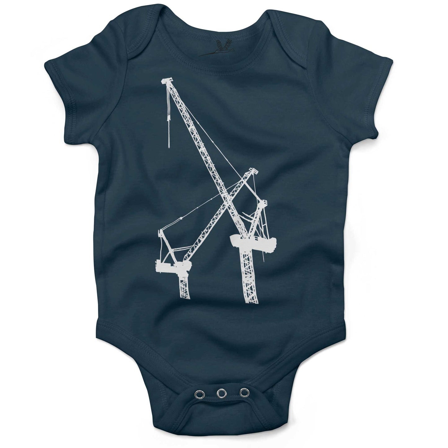 Construction Cranes Infant Bodysuit or Raglan Tee-Organic Pacific Blue-3-6 months