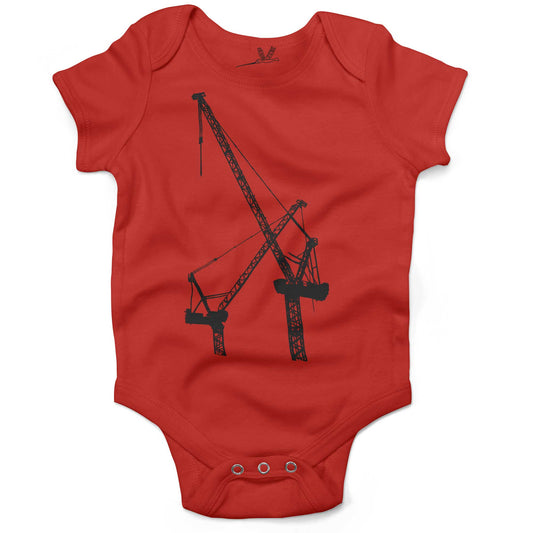 Construction Cranes Infant Bodysuit or Raglan Tee-Organic Red-3-6 months