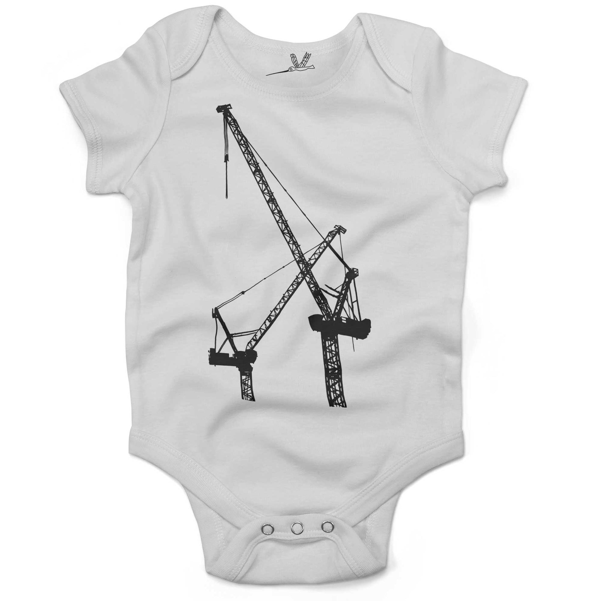 Construction Cranes Infant Bodysuit or Raglan Tee-White-3-6 months