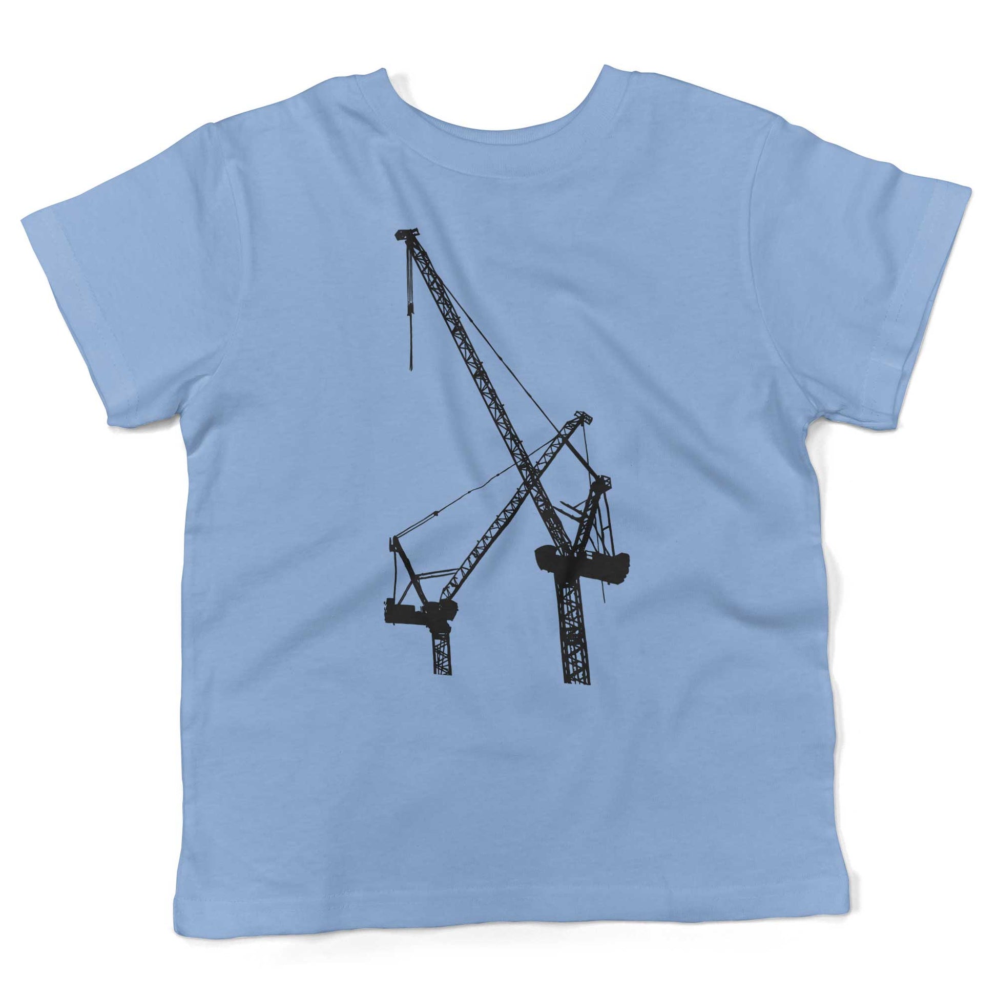 Construction Cranes Toddler Shirt-Organic Baby Blue-2T