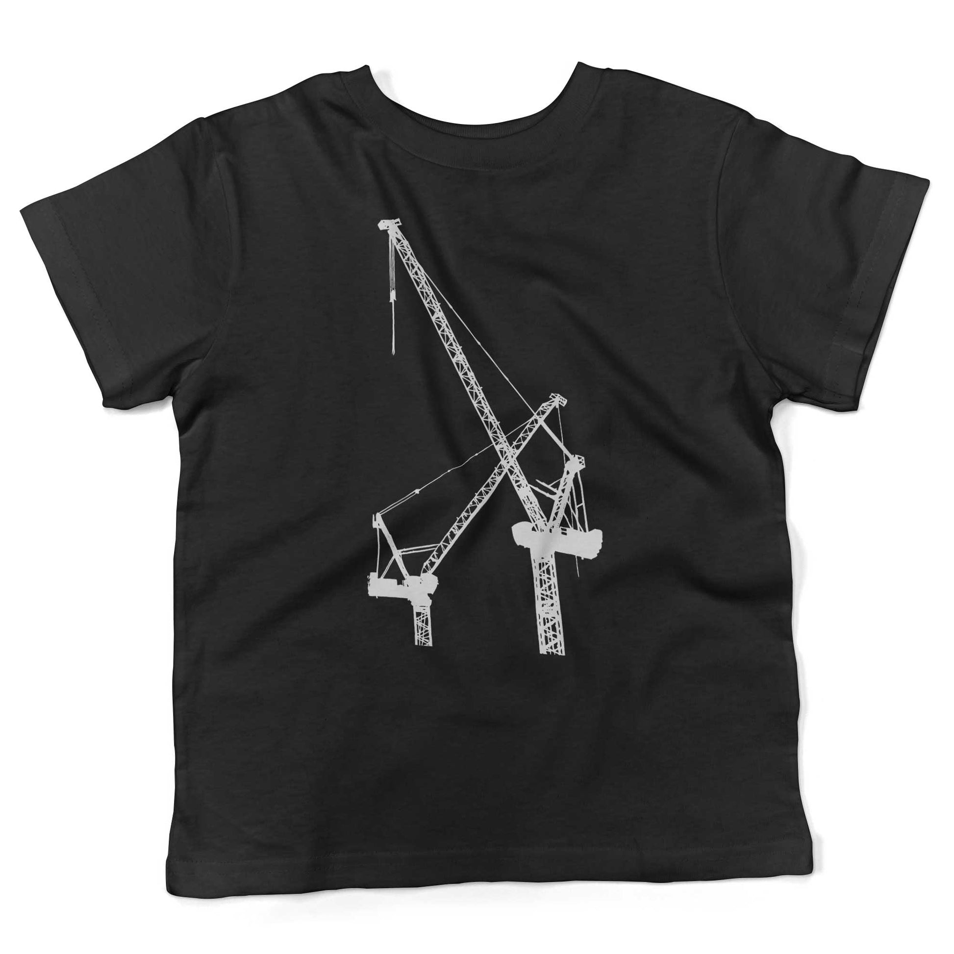 Construction Cranes Toddler Shirt-Organic Black-2T
