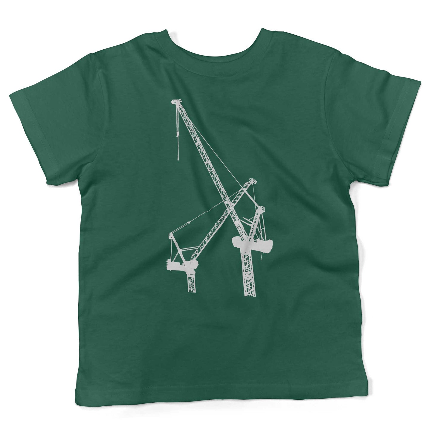 Construction Cranes Toddler Shirt-Kelly Green-2T
