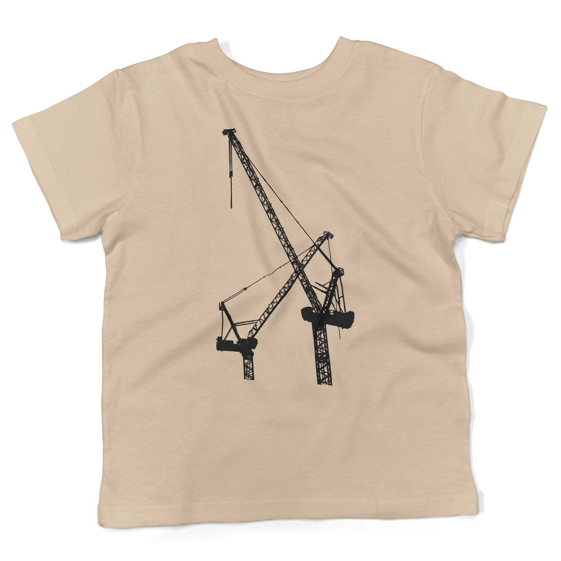 Construction Cranes Toddler Shirt-Organic Natural-2T