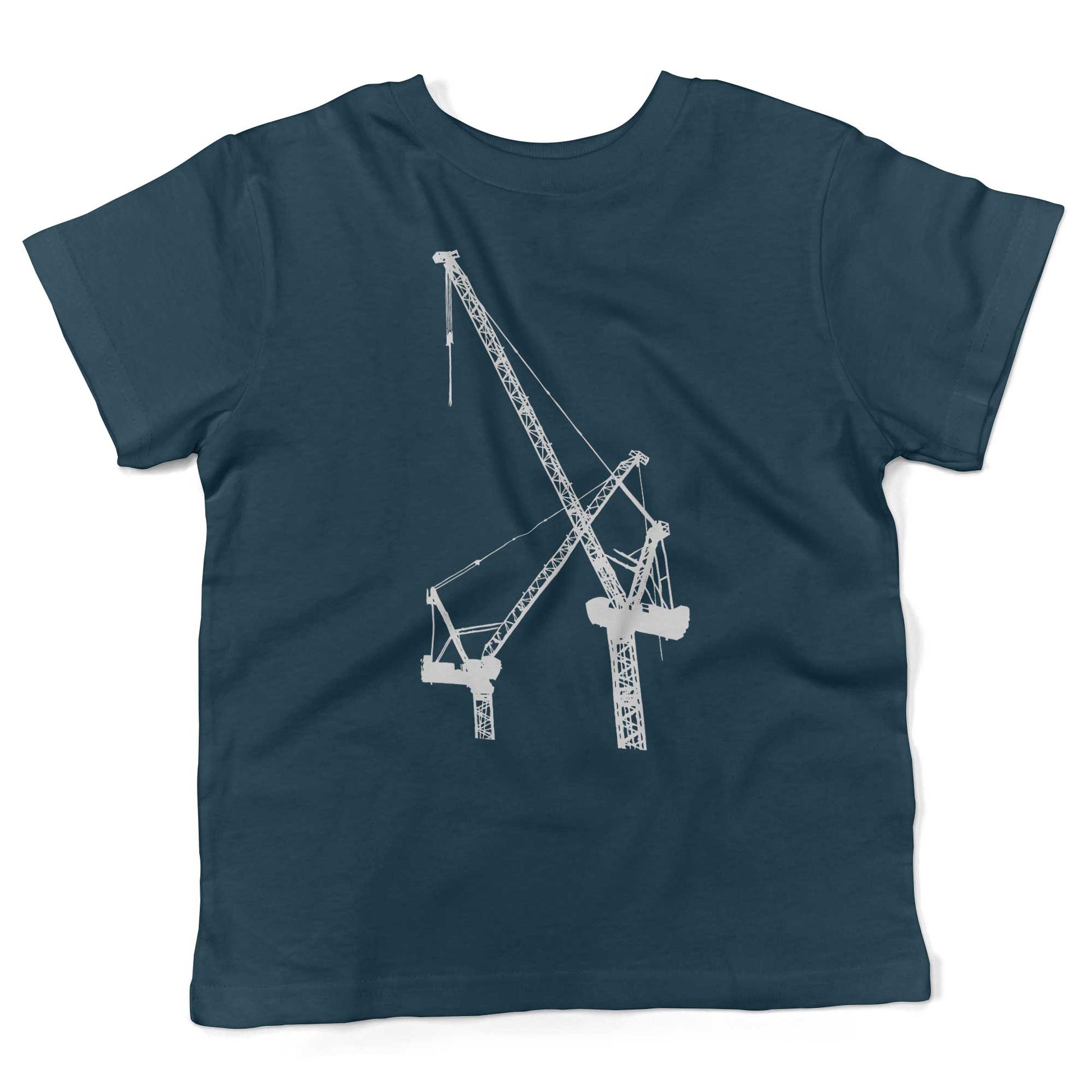 Construction Cranes Toddler Shirt-Organic Pacific Blue-2T