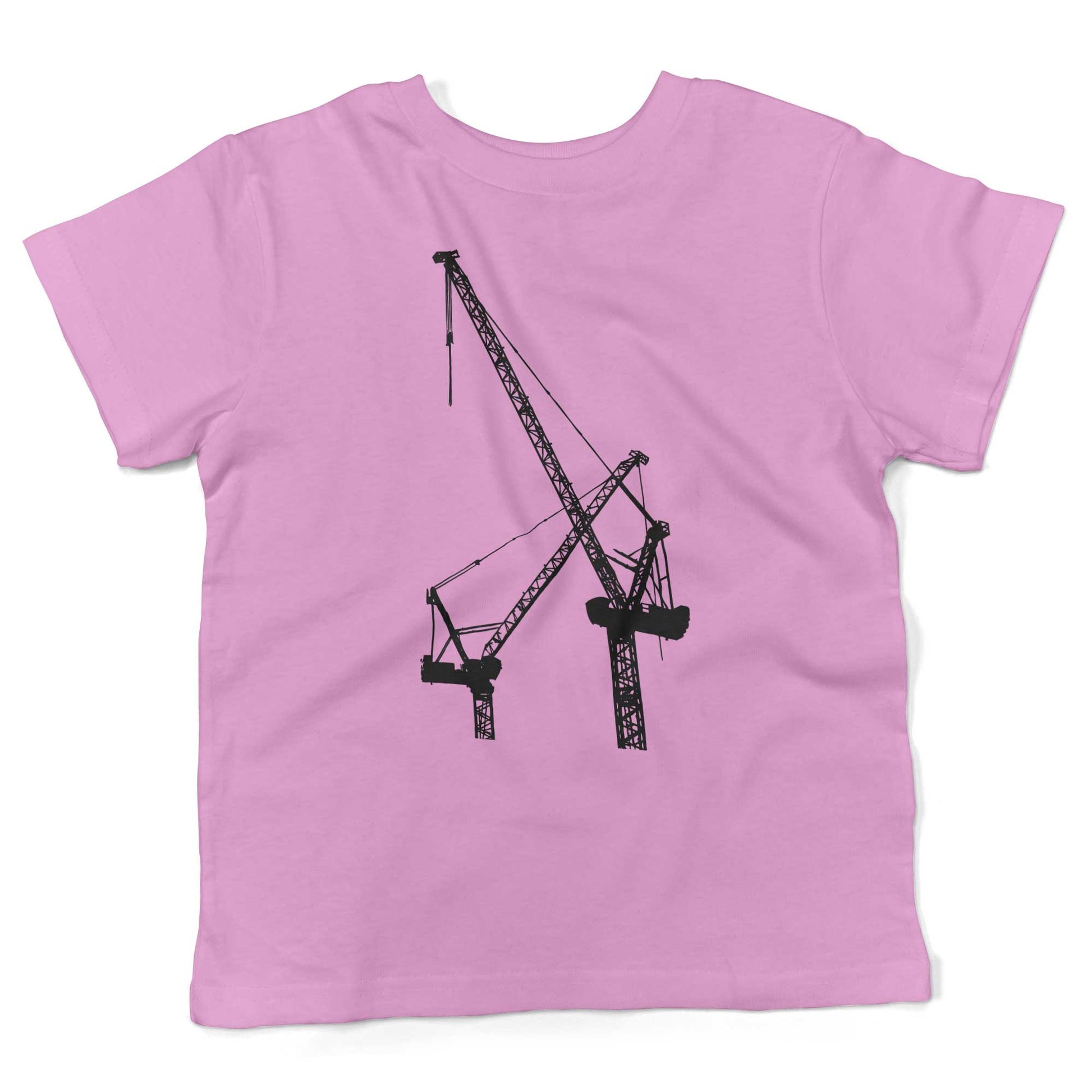 Construction Cranes Toddler Shirt-Organic Pink-2T