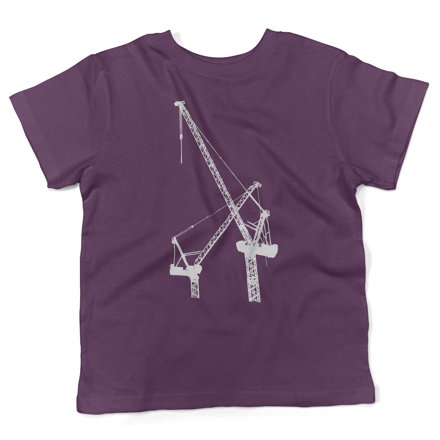 Construction Cranes Toddler Shirt-Organic Purple-2T