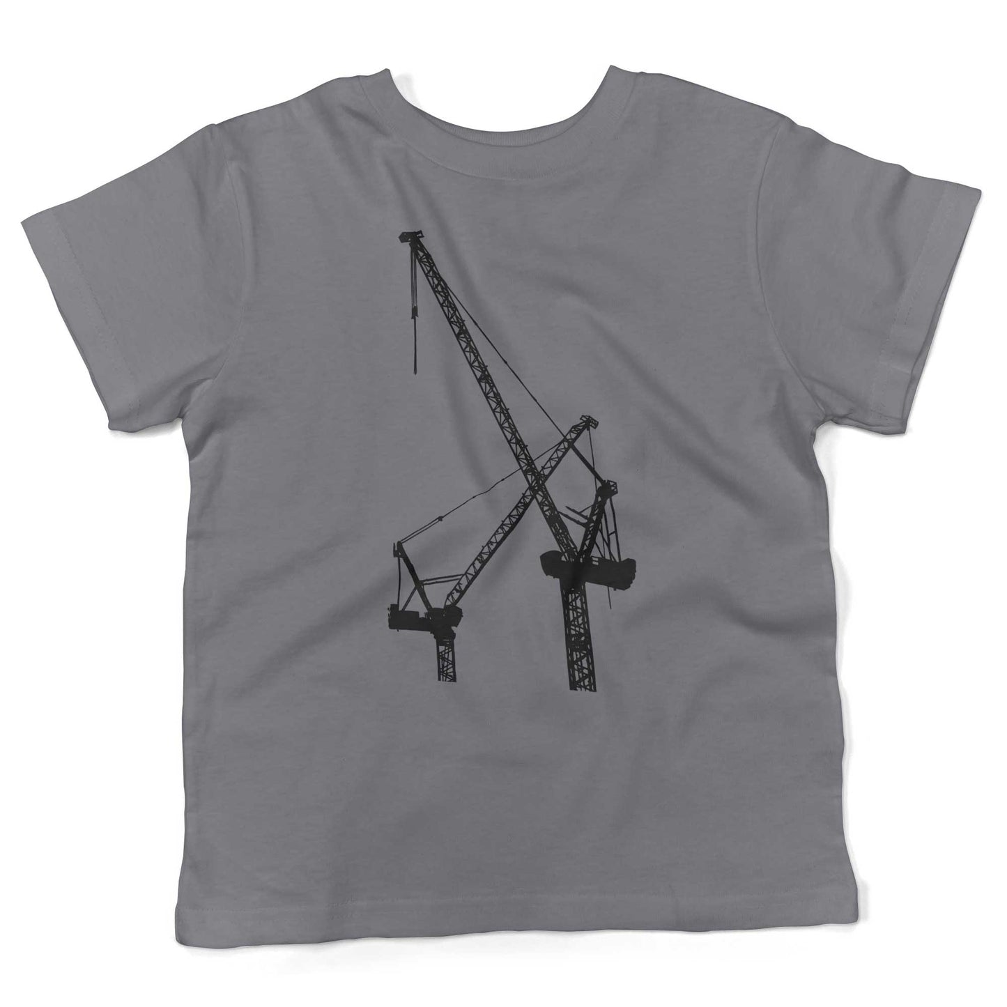 Construction Cranes Toddler Shirt-Slate-2T