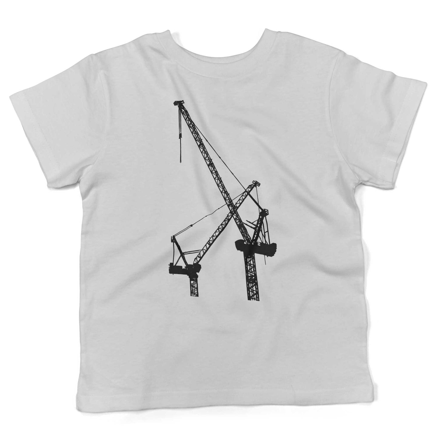 Construction Cranes Toddler Shirt-White-2T