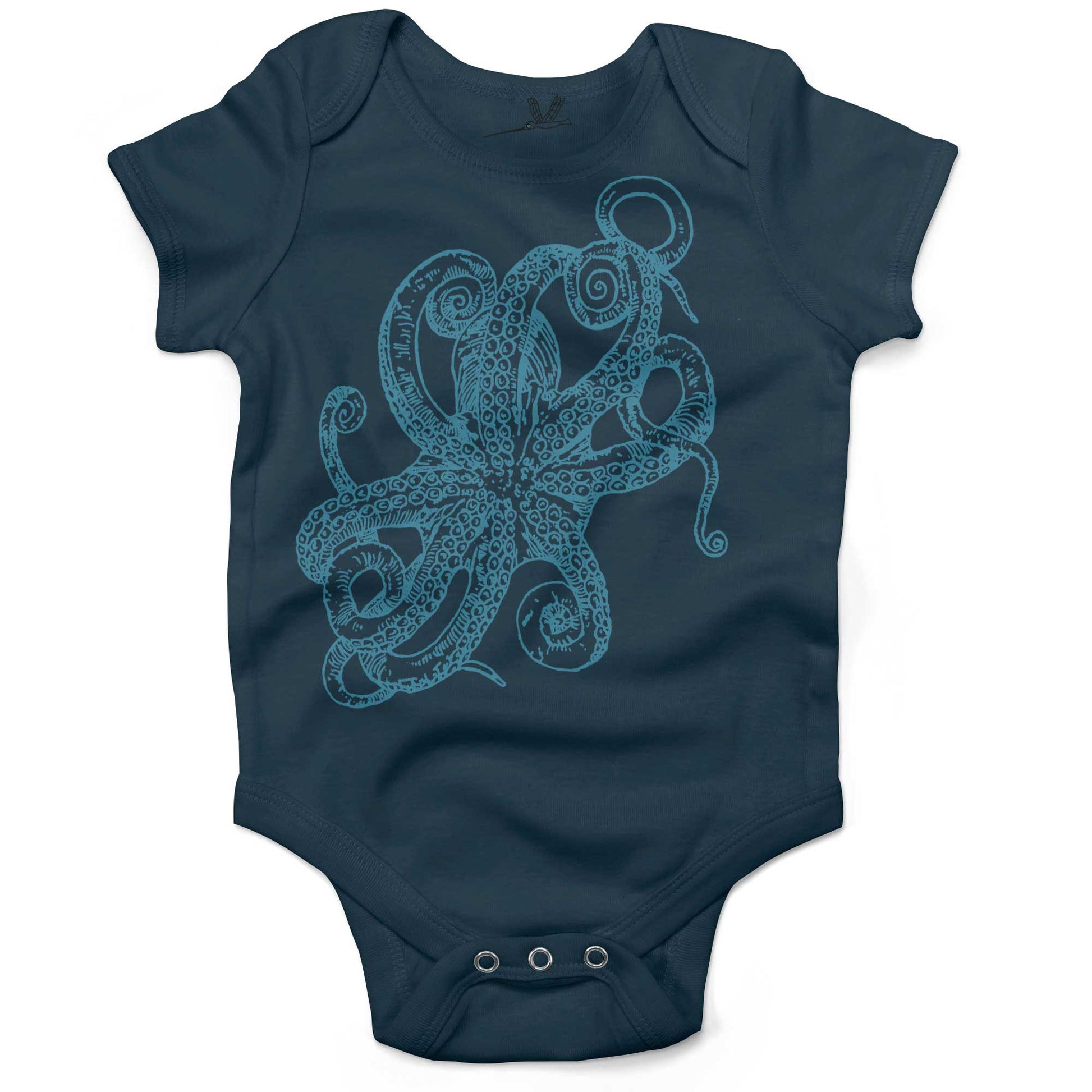 Octopus Underbelly Infant Bodysuit or Raglan Tee-Organic Pacific Blue-3-6 months