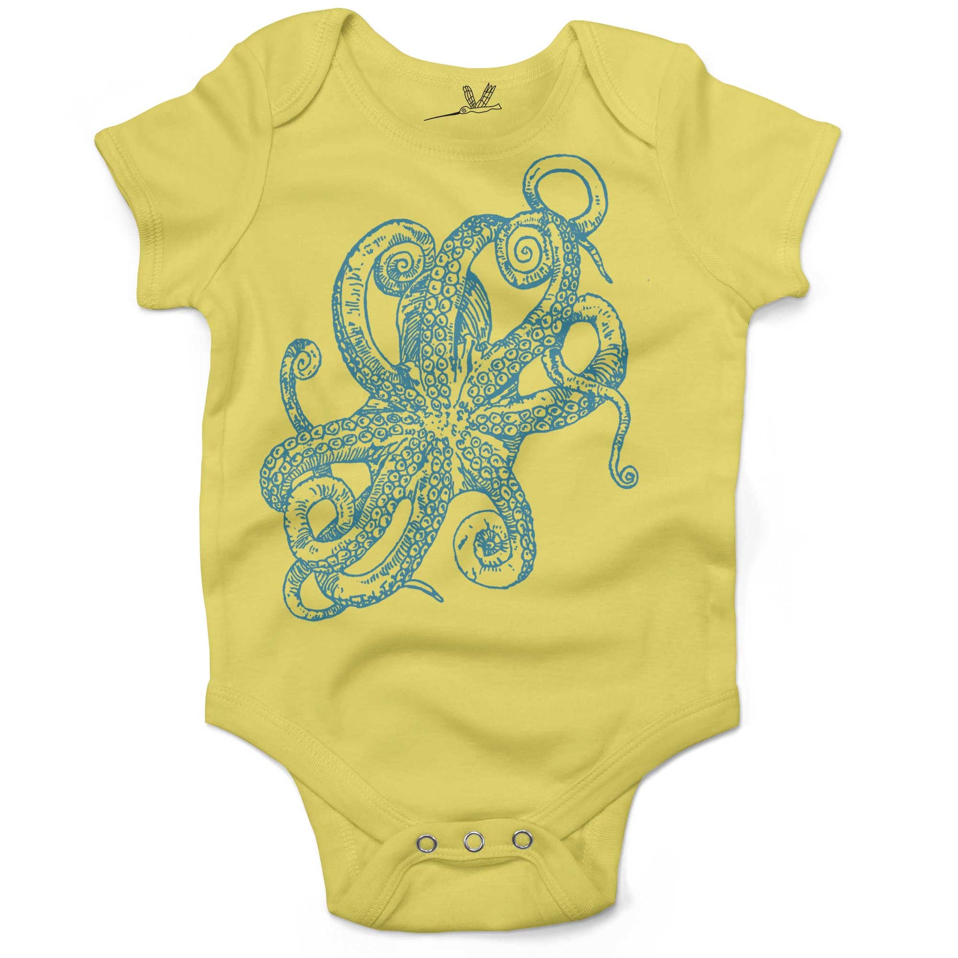 Octopus Underbelly Infant Bodysuit or Raglan Tee-Yellow-3-6 months