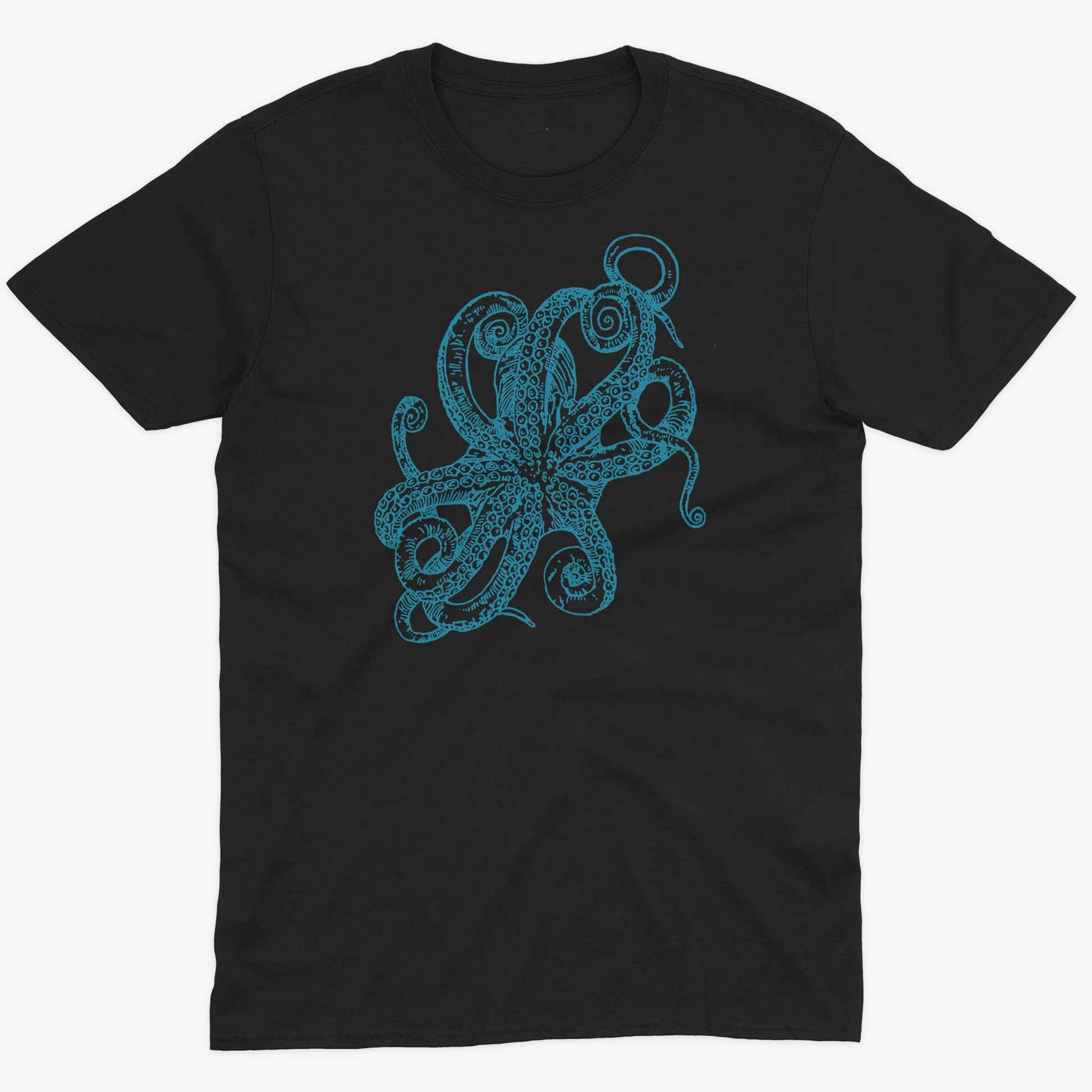 Octopus Underbelly Unisex Or Women's Cotton T-shirt-Black-Unisex