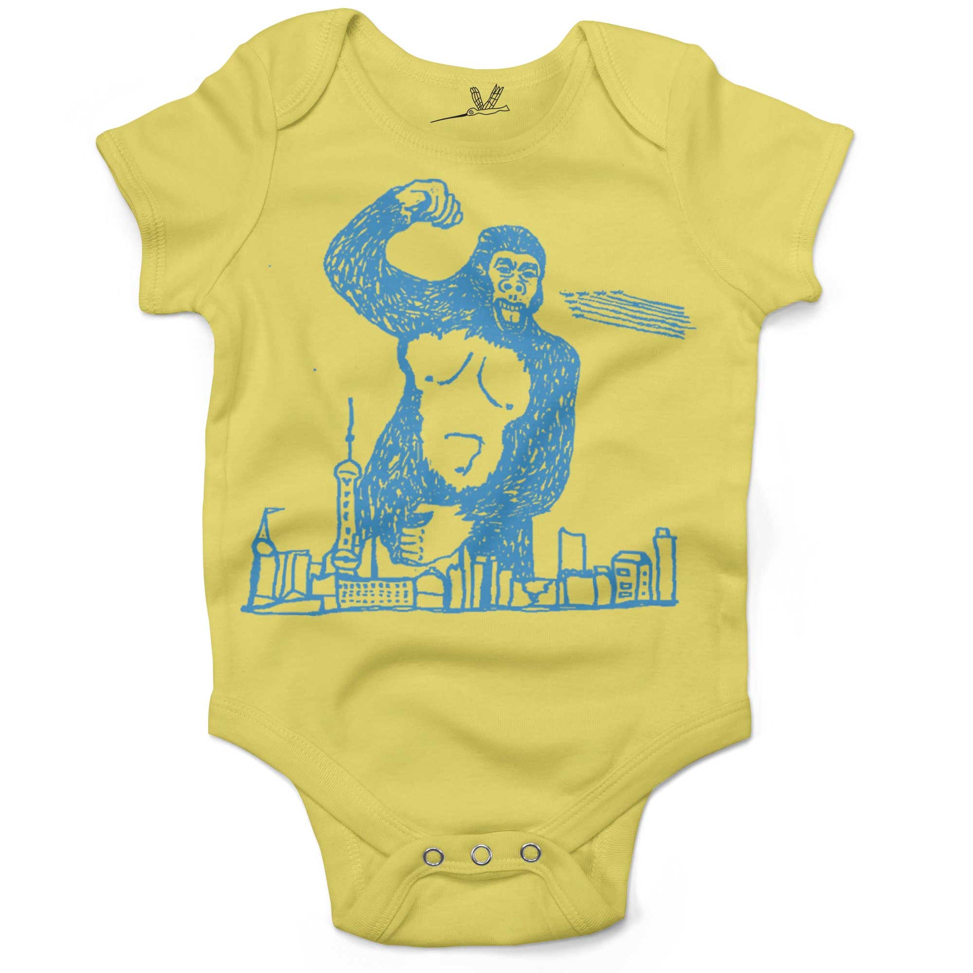 Giant Gorilla Drawing Infant Bodysuit or Raglan Tee-Yellow-3-6 months