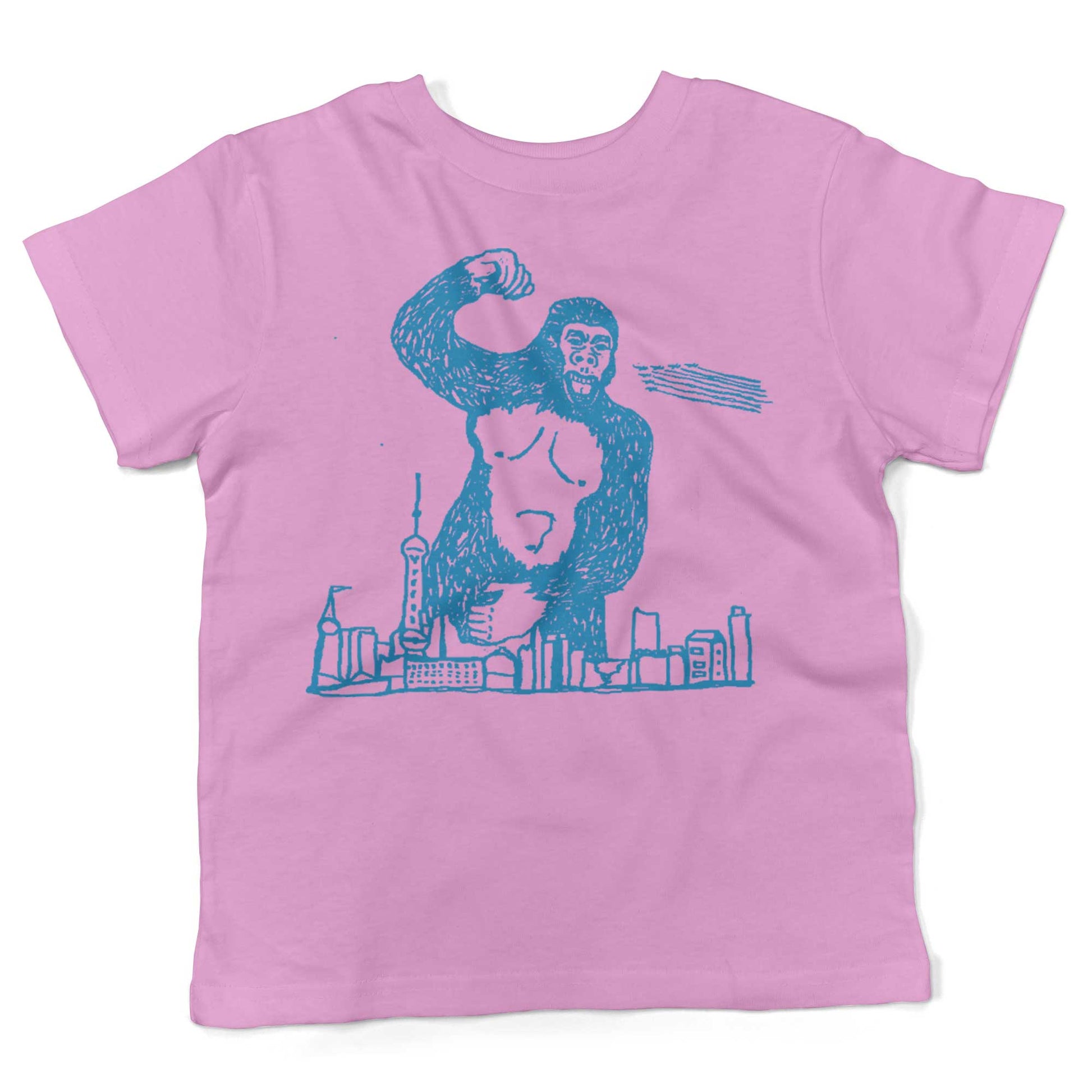 Giant Gorilla Drawing Toddler Shirt-Organic Pink-2T