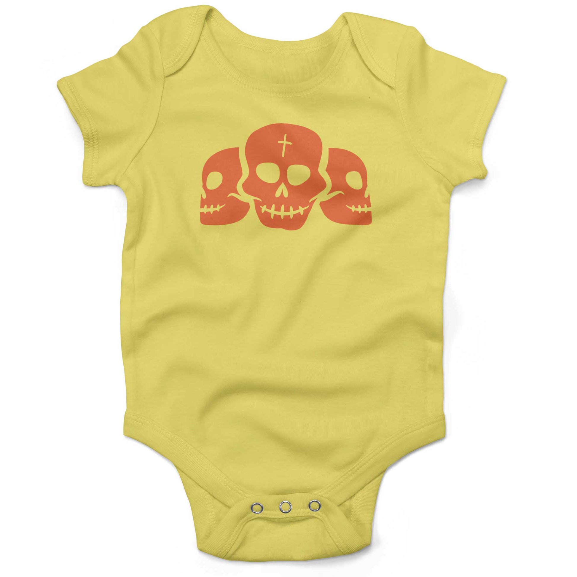 Day Of The Dead Skulls Infant Bodysuit or Raglan Baby Tee-Yellow-3-6 months