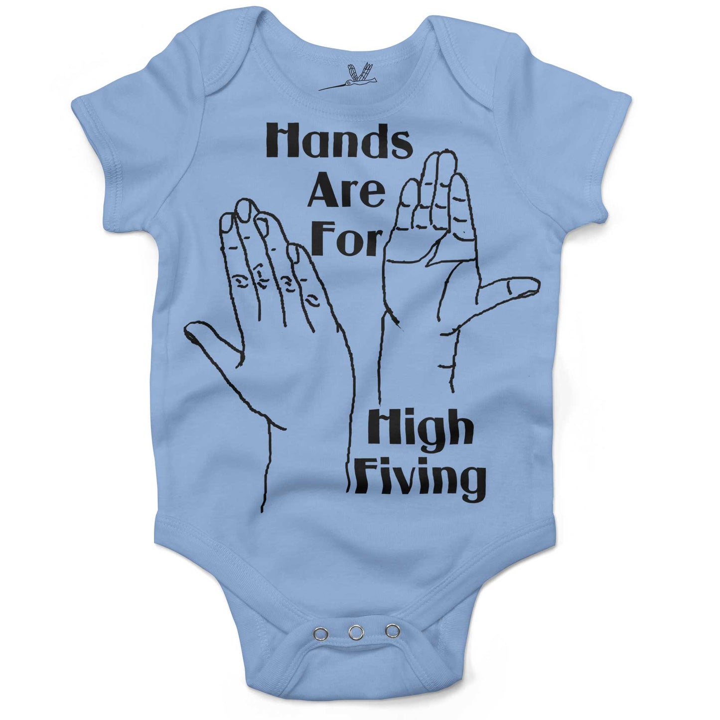 Hands High Fiving Infant Bodysuit or Raglan Tee-Organic Baby Blue-3-6 months