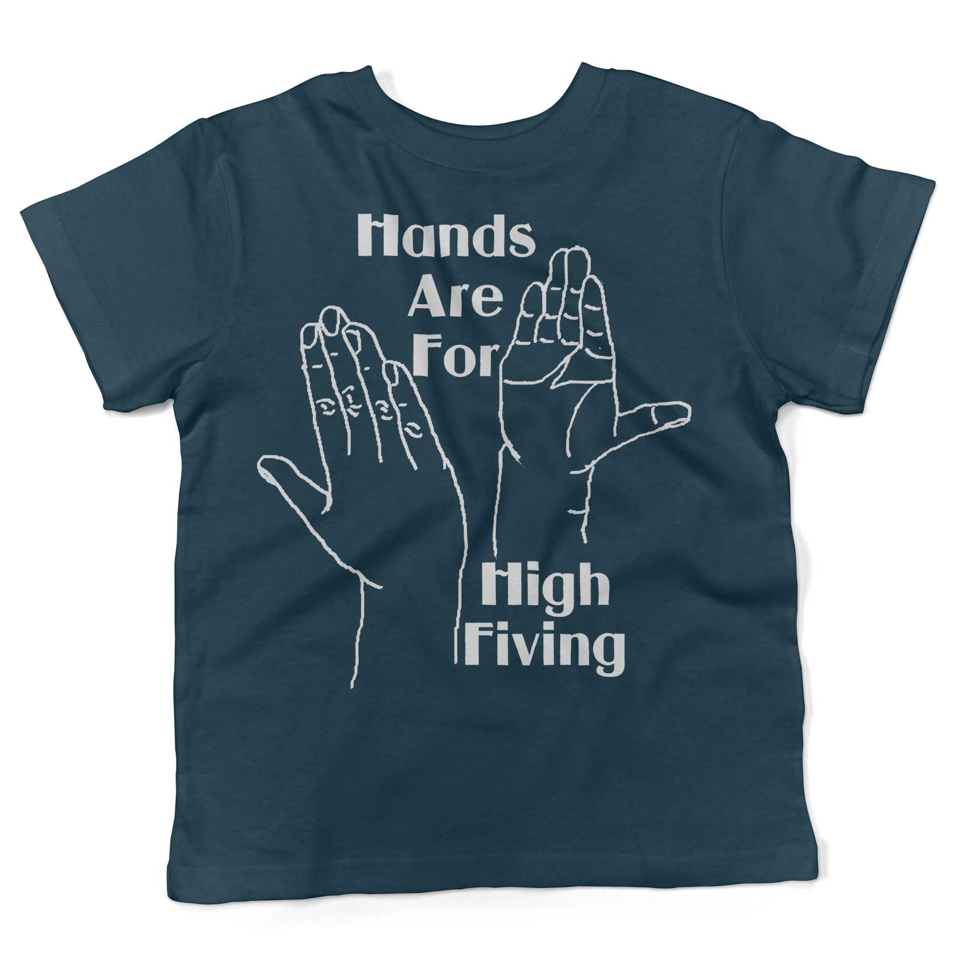 Hands High Fiving Toddler Shirt-Organic Pacific Blue-2T