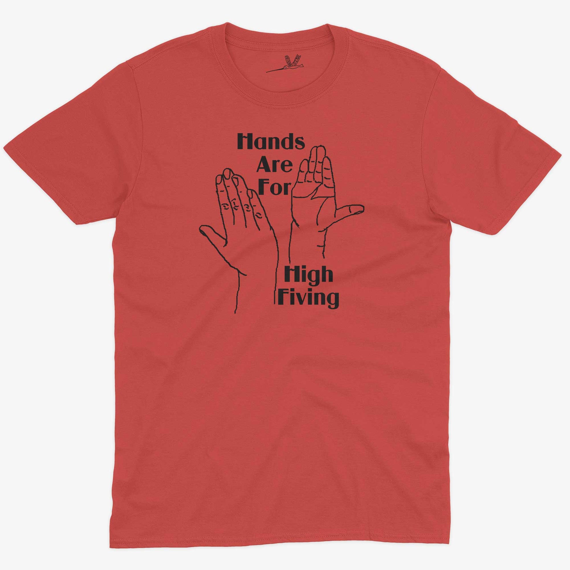 Hands High Fiving Unisex Or Women's Cotton T-shirt-Red-Unisex