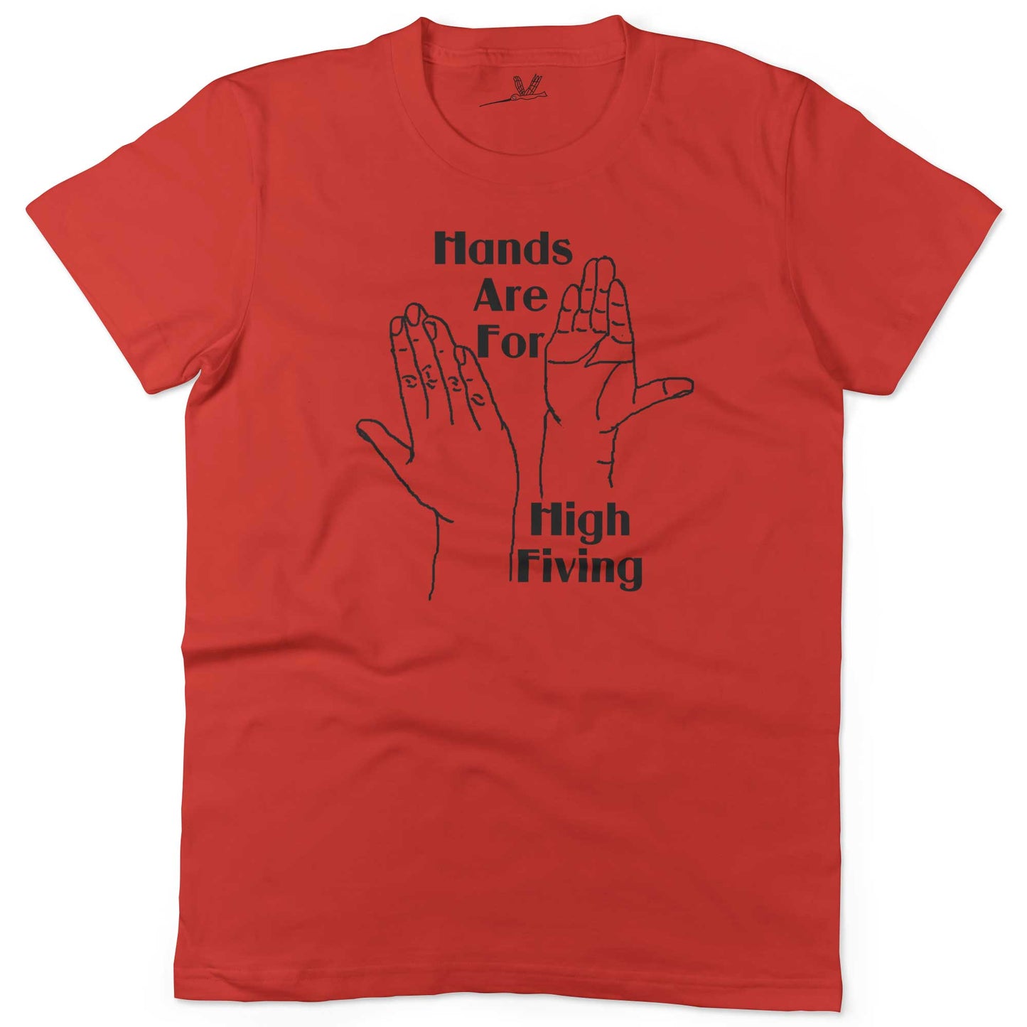 Hands High Fiving Unisex Or Women's Cotton T-shirt-Red-Woman