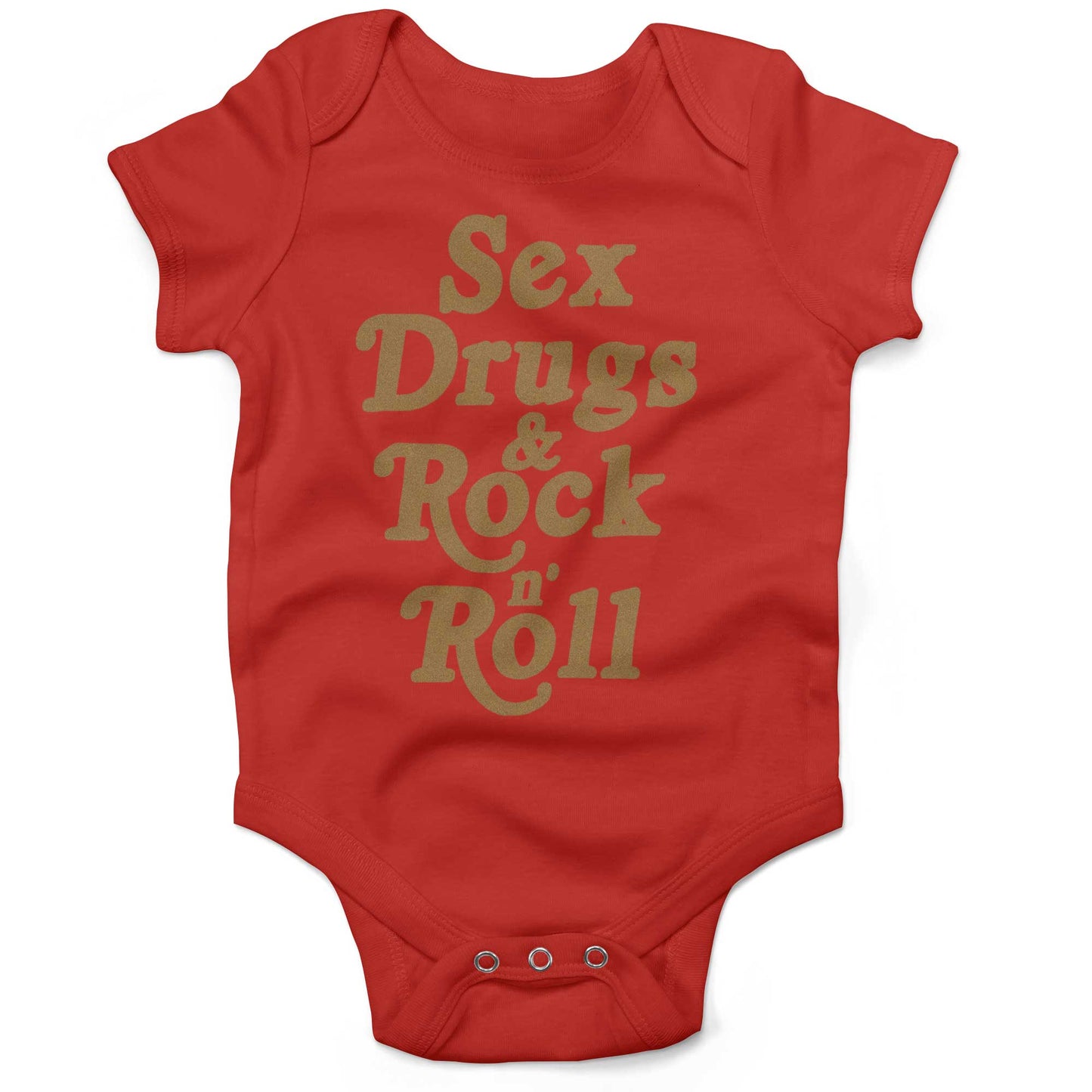 Sex, Drugs & Rock 'n Roll Infant Bodysuit or Raglan Baby Tee-Organic Red-3-6 months