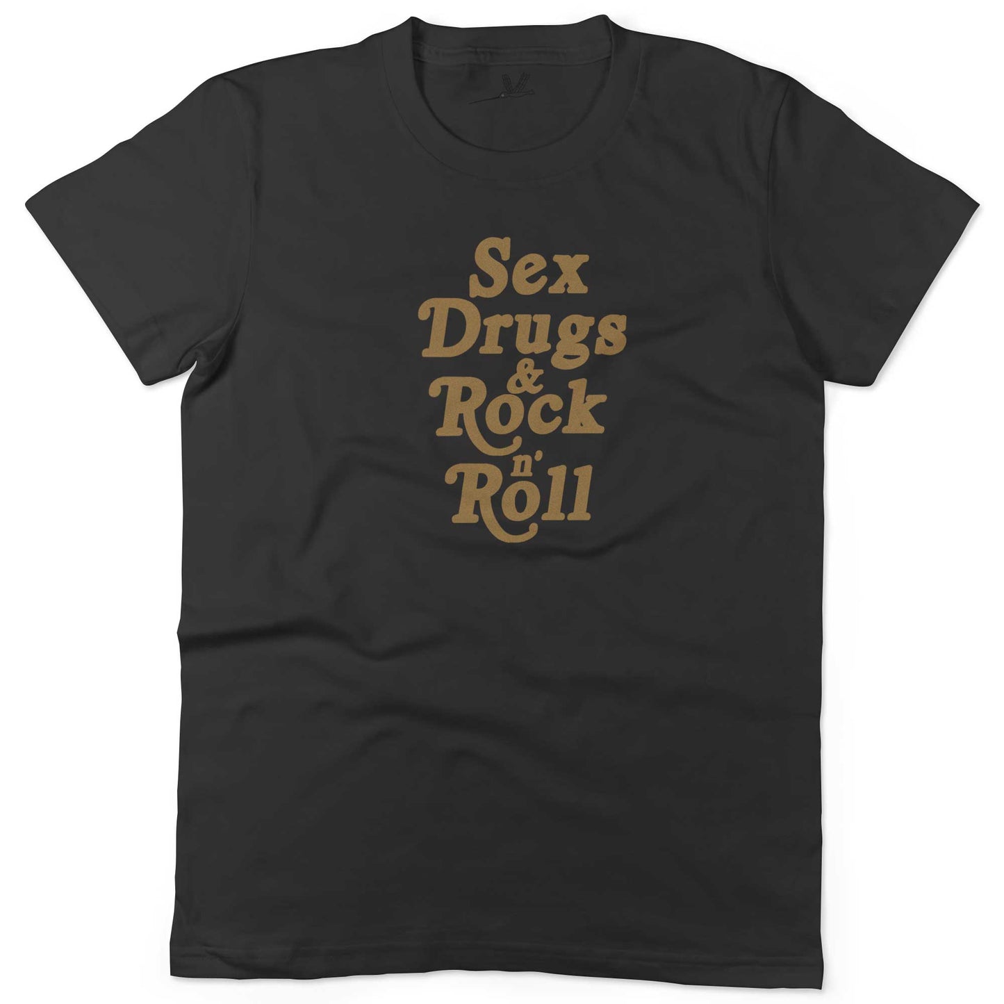 Sex, Drugs & Rock 'n Roll Unisex Or Women's Cotton T-shirt-Black-Woman