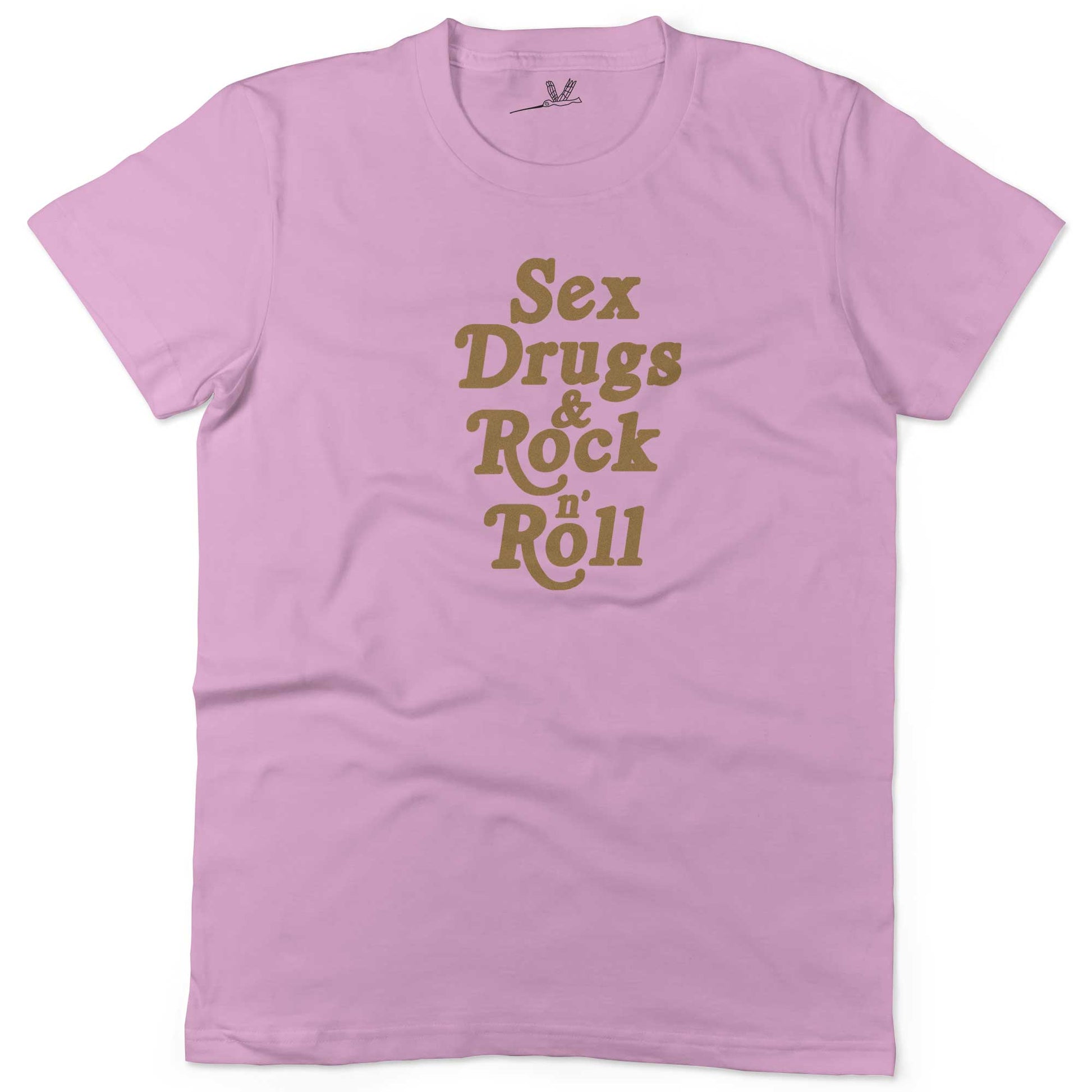 Sex, Drugs & Rock 'n Roll Unisex Or Women's Cotton T-shirt-Pink-Woman