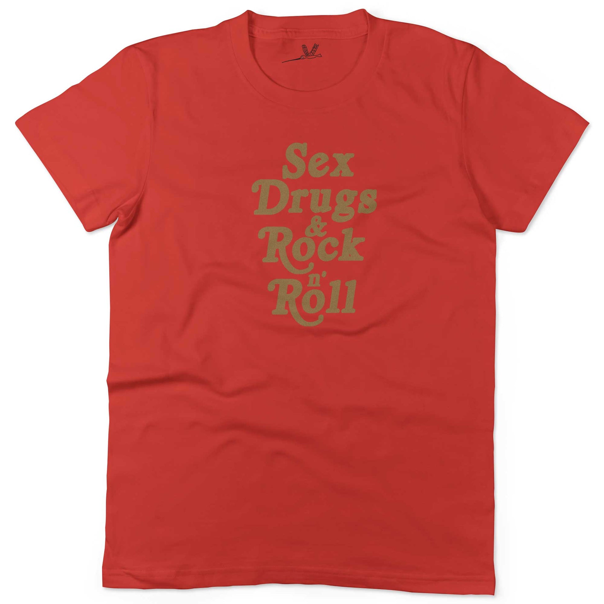 Sex, Drugs & Rock 'n Roll Unisex Or Women's Cotton T-shirt-Red-Woman