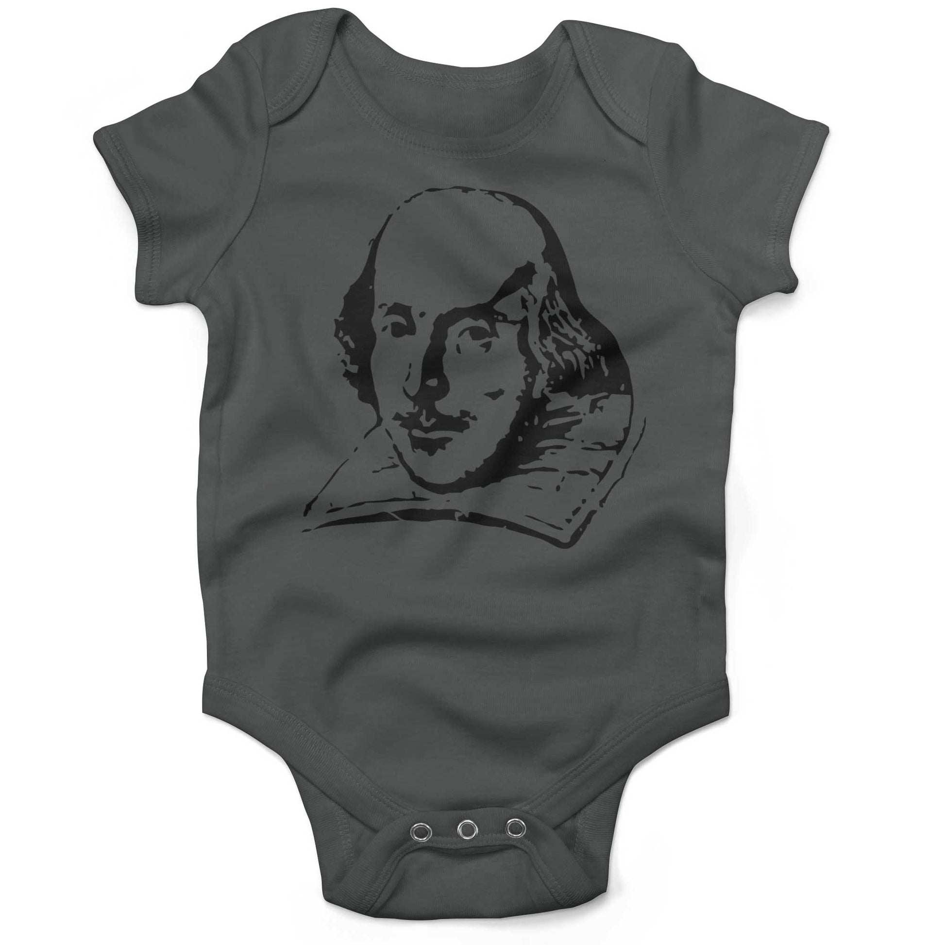 Shakespeare Infant Bodysuit or Raglan Tee-Organic Asphalt-3-6 months