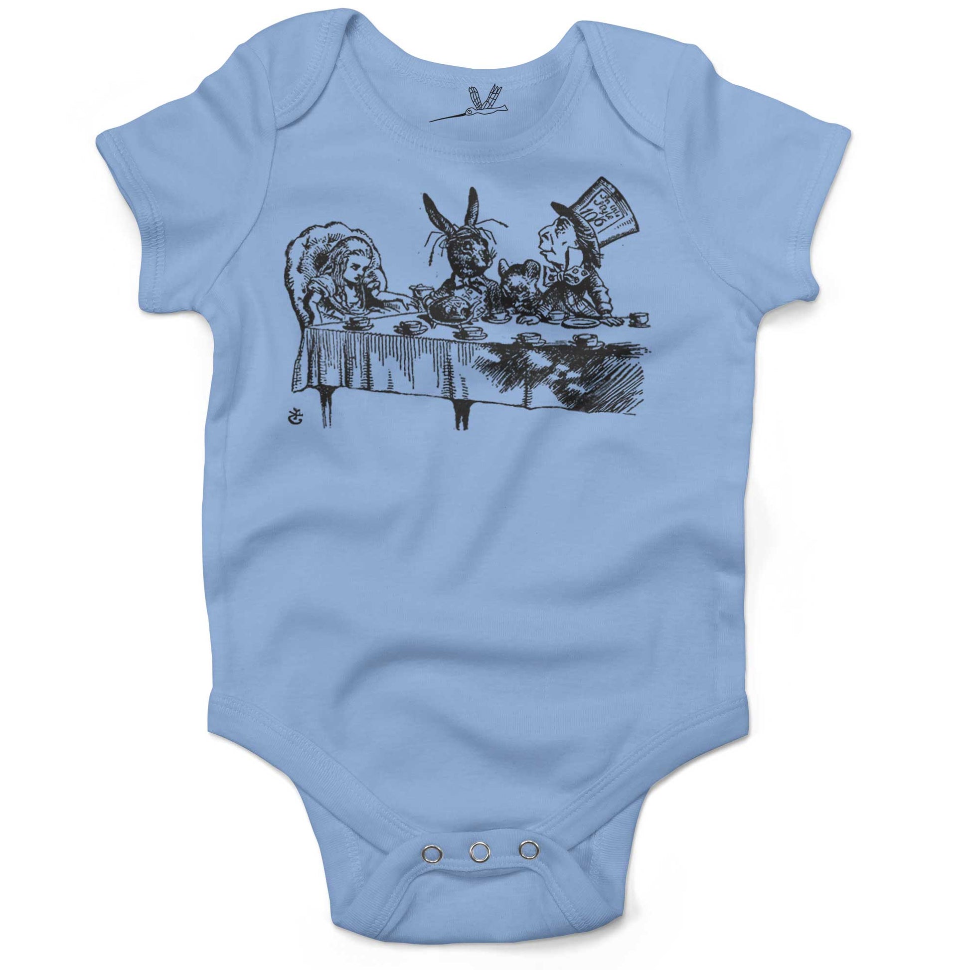 Alice In Wonderland Tea Party Infant Bodysuit or Raglan Tee-Organic Baby Blue-3-6 months