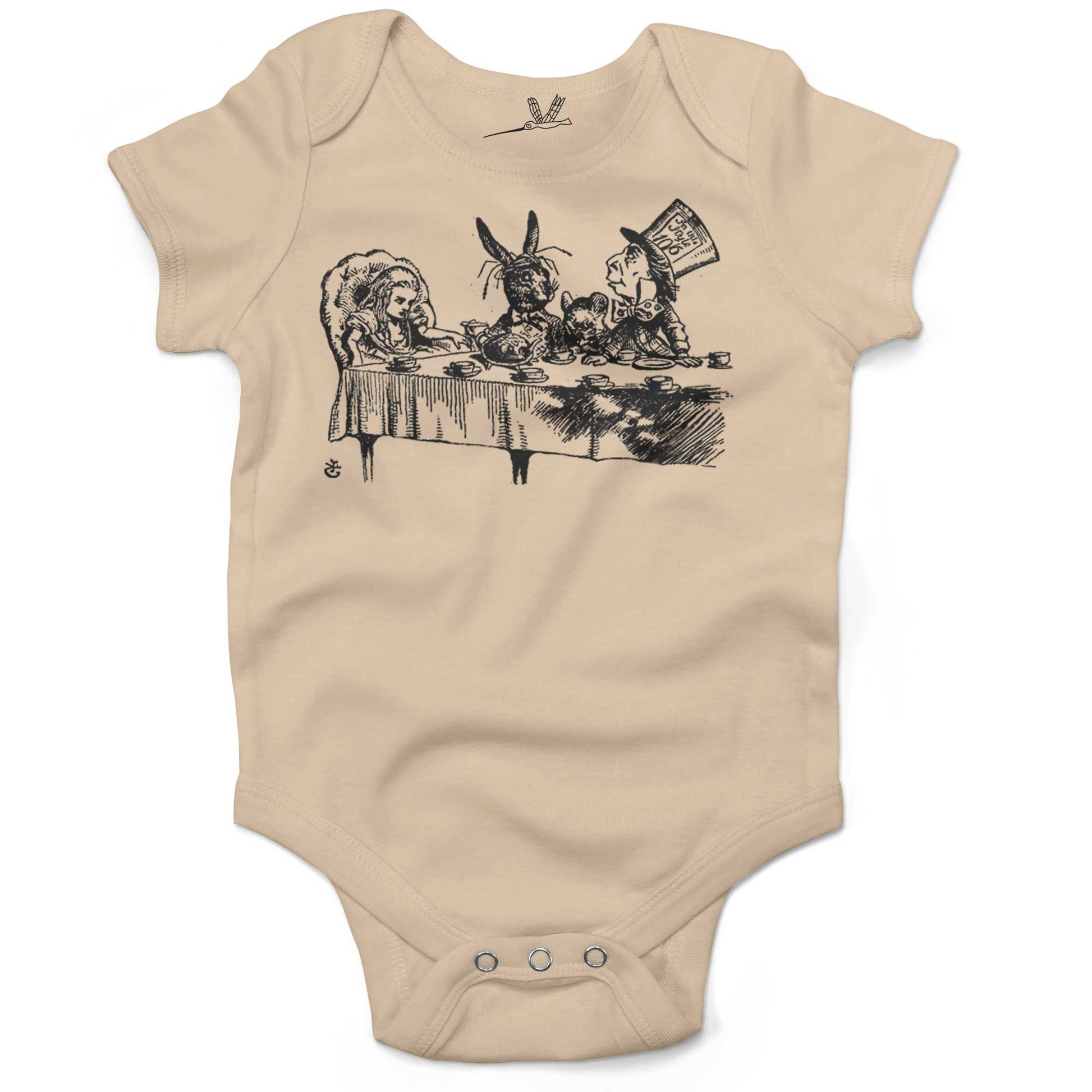 Alice In Wonderland Tea Party Infant Bodysuit or Raglan Tee-Organic Natural-3-6 months