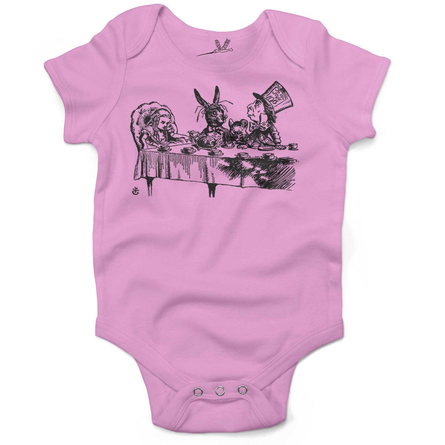 Alice In Wonderland Tea Party Infant Bodysuit or Raglan Tee-Organic Pink-3-6 months
