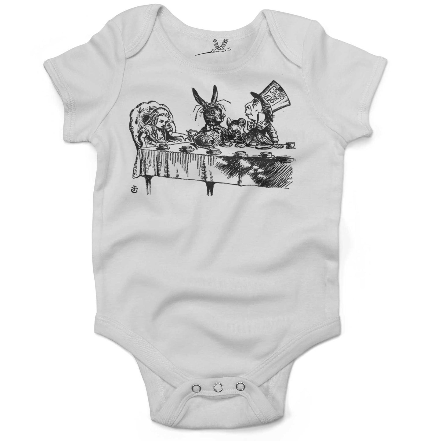 Alice In Wonderland Tea Party Infant Bodysuit or Raglan Tee-White-3-6 months