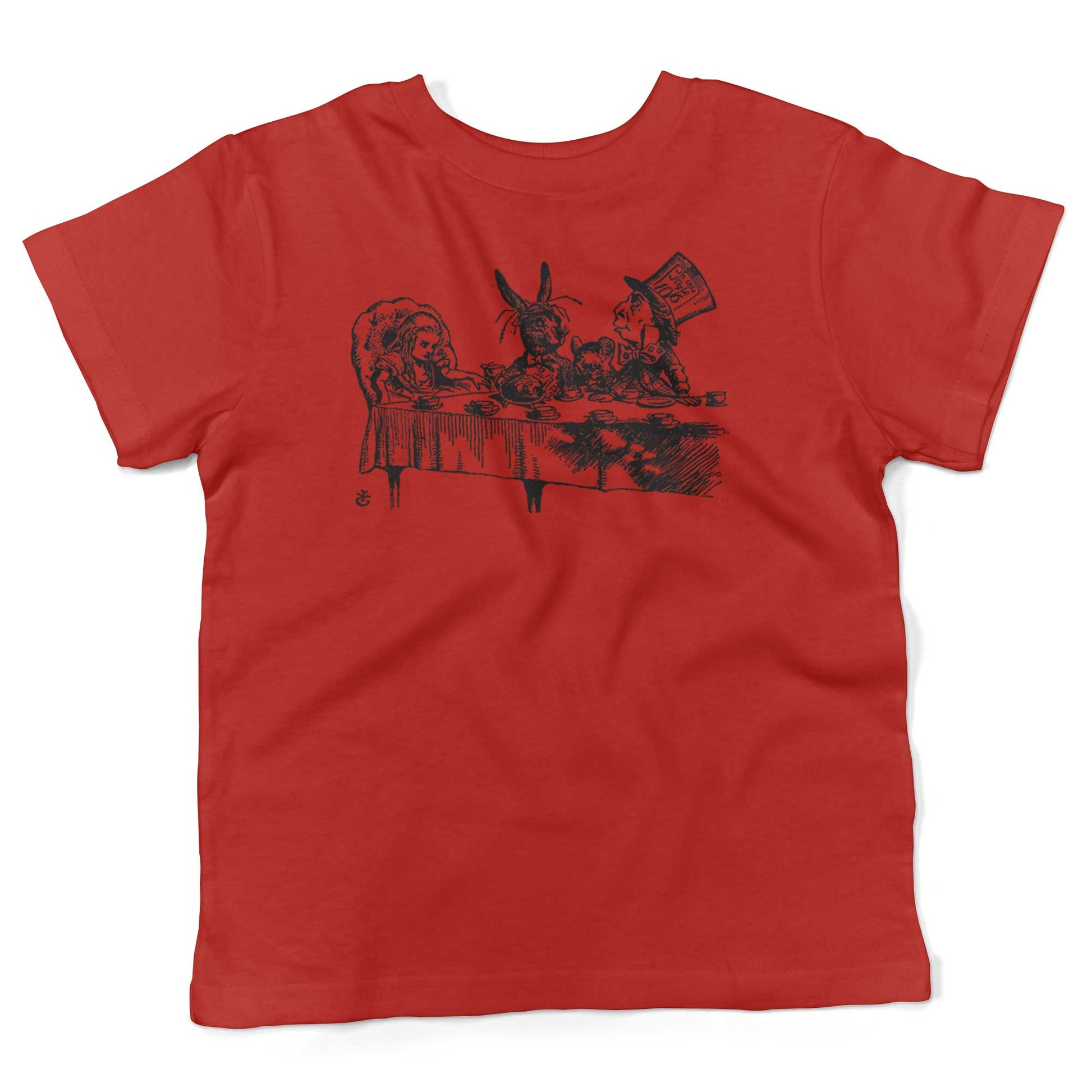 Alice In Wonderland Tea Party Toddler Shirt-Red-2T
